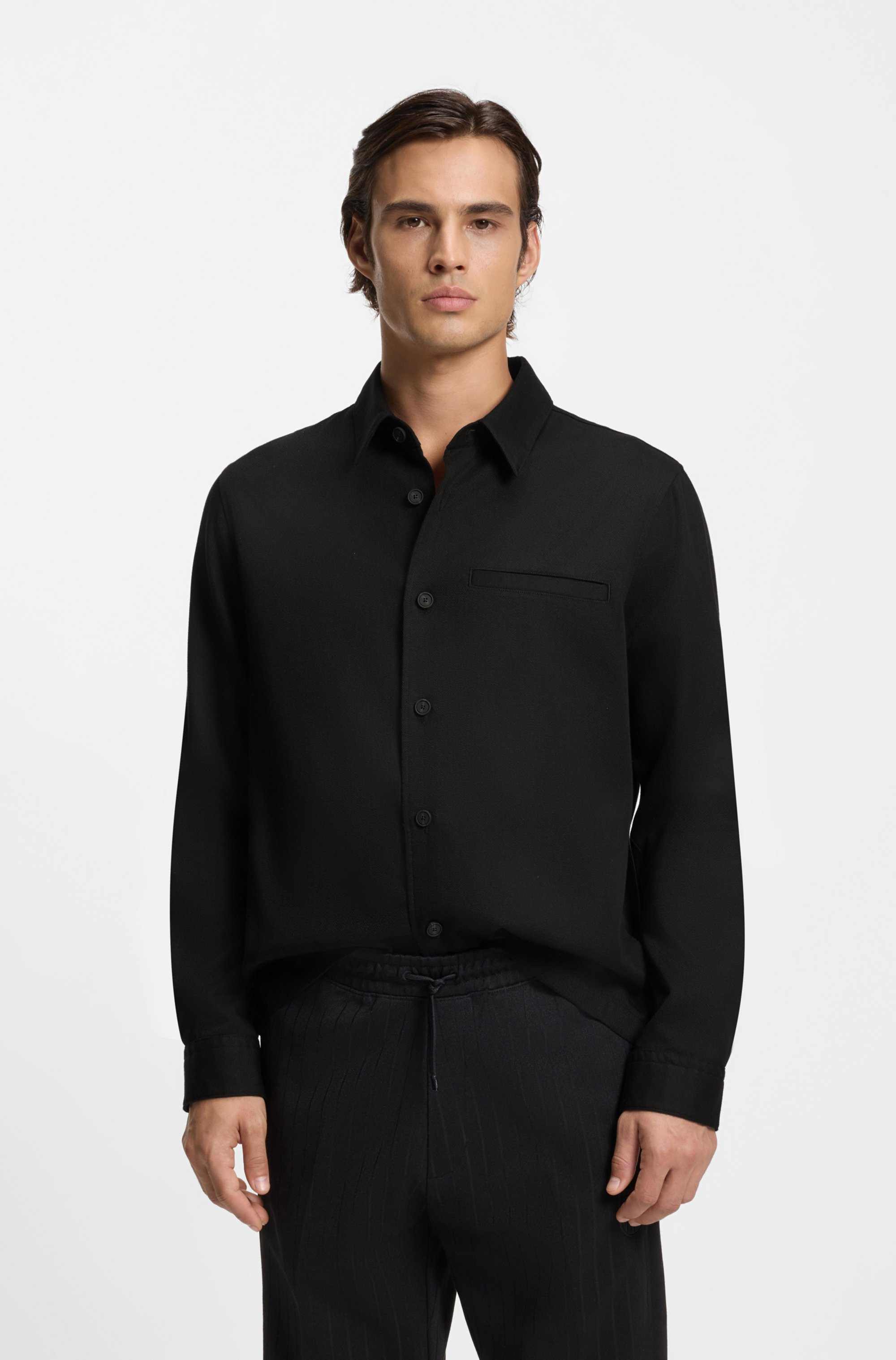Oversized-fit overshirt in soft twill with side pockets