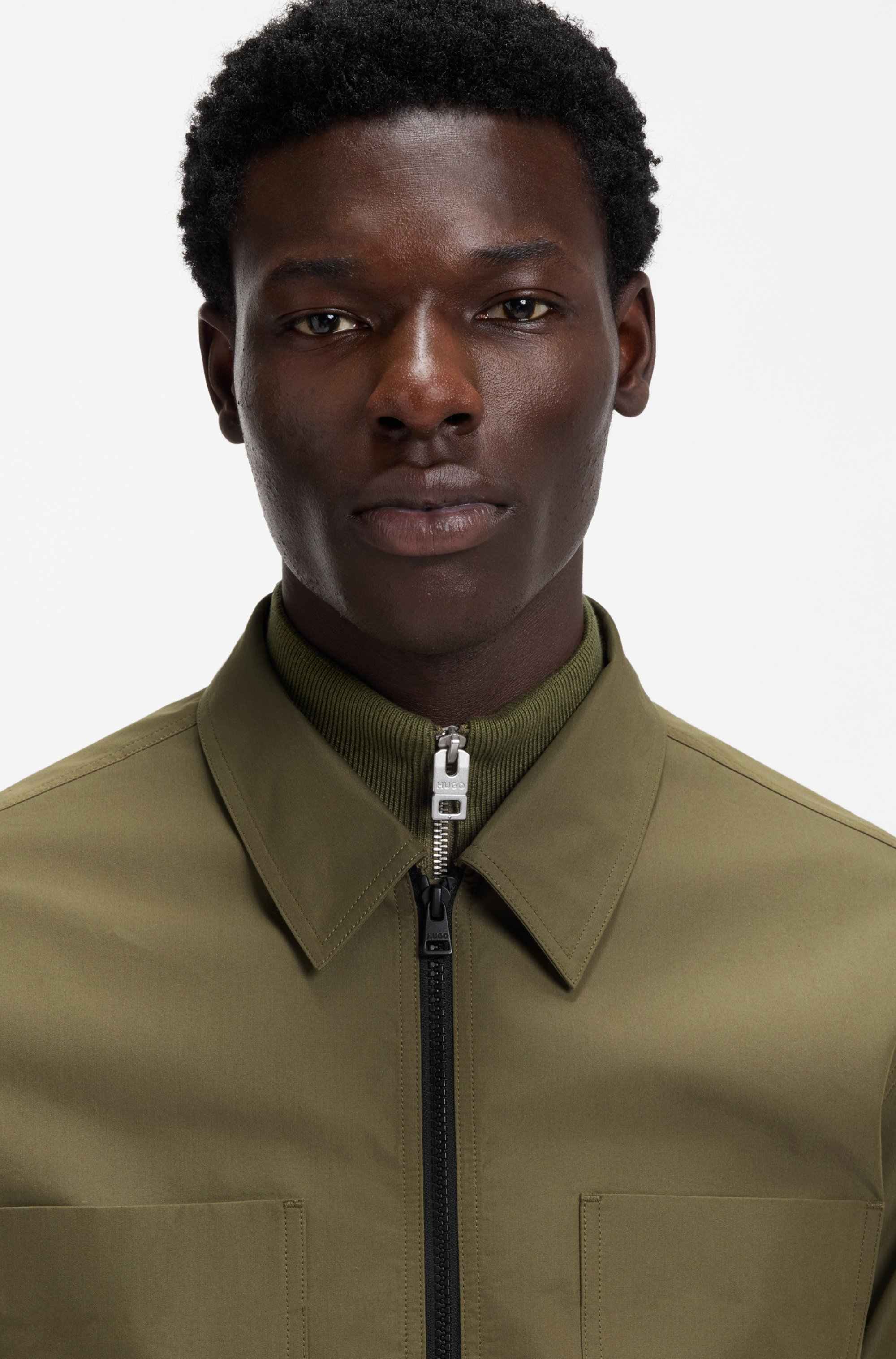 Oversized-fit overshirt in cotton-blend canvas