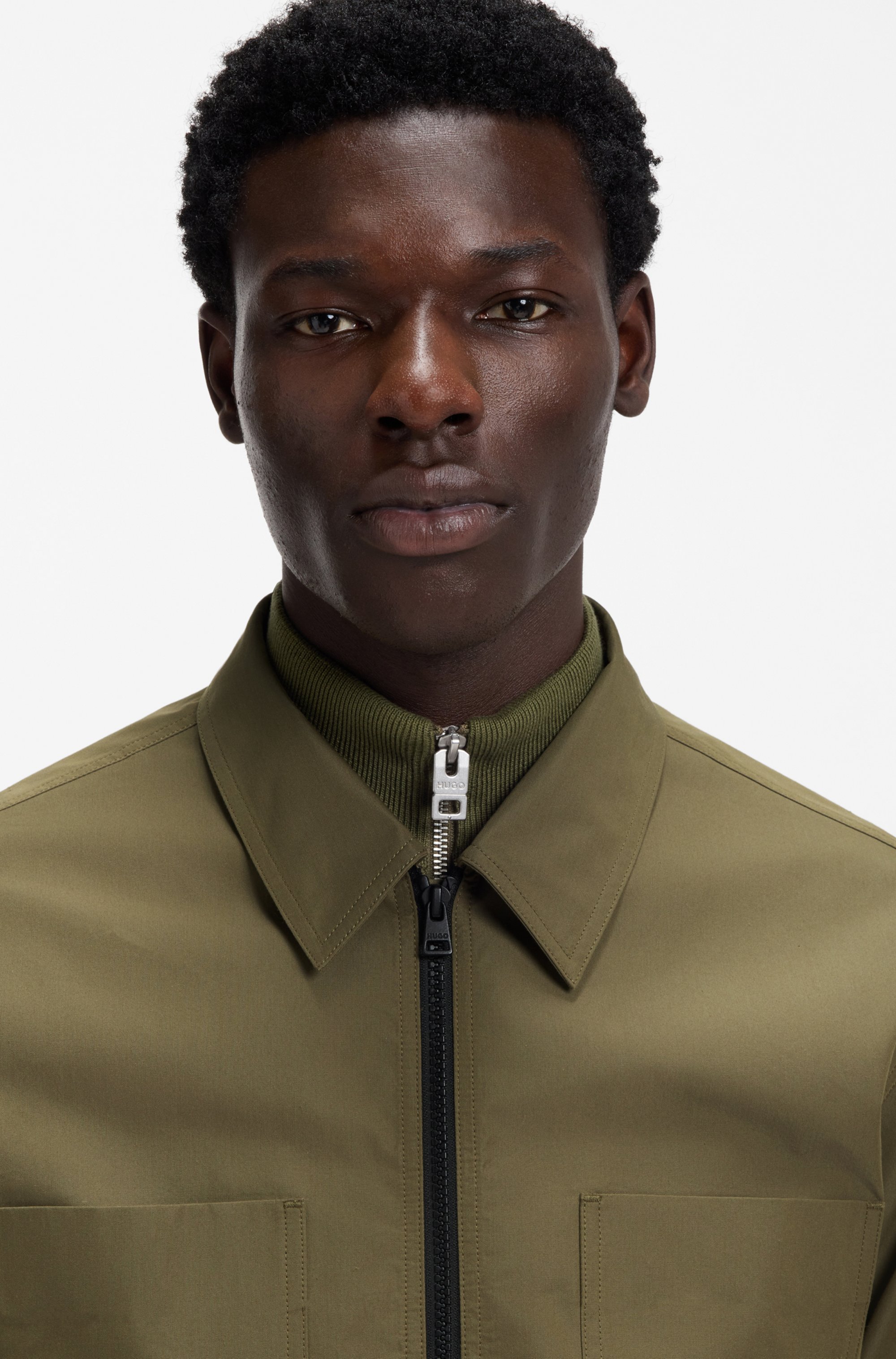 Oversized-fit overshirt in cotton-blend canvas