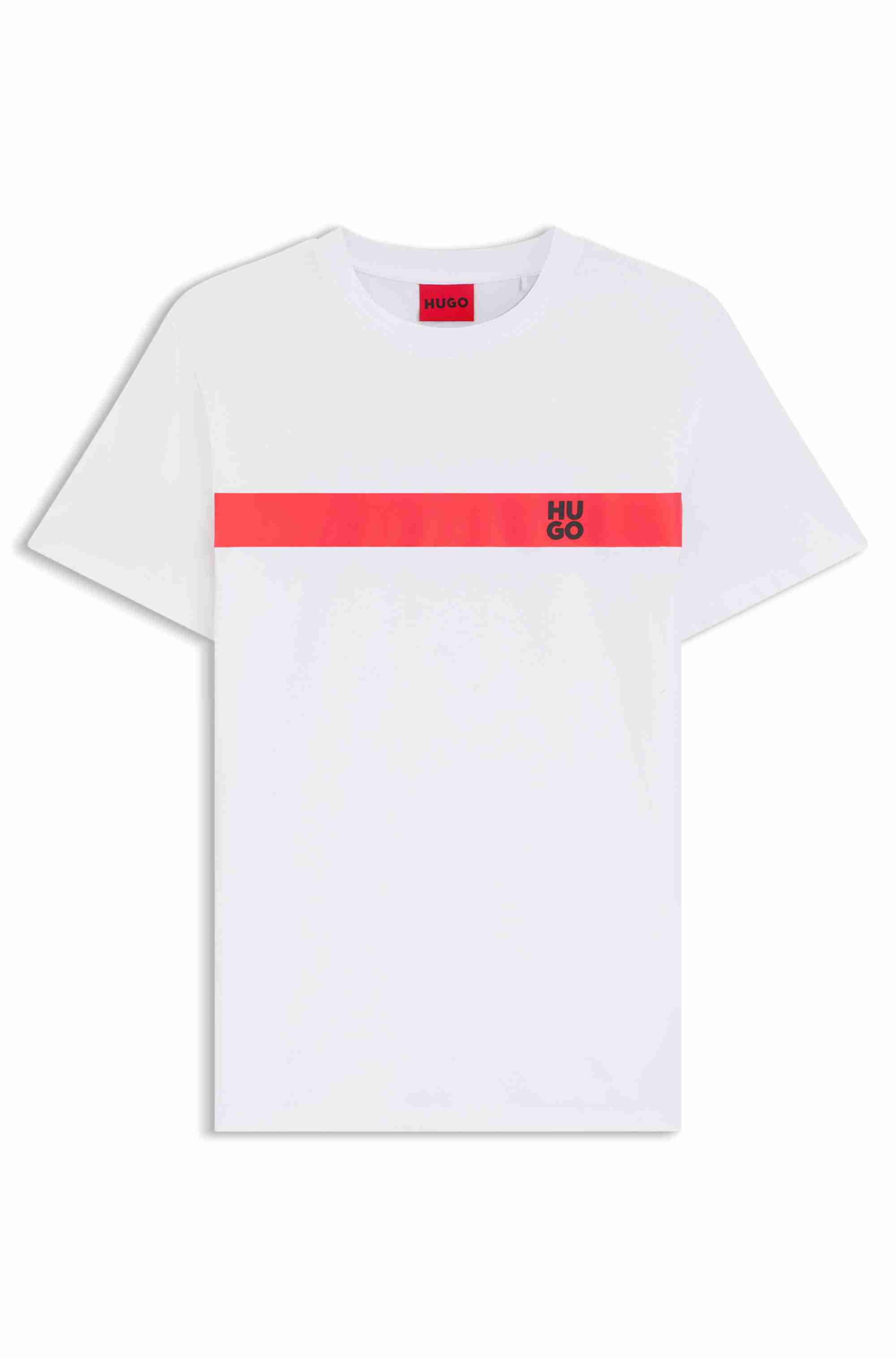 Cotton-jersey T-shirt with stripe and logo