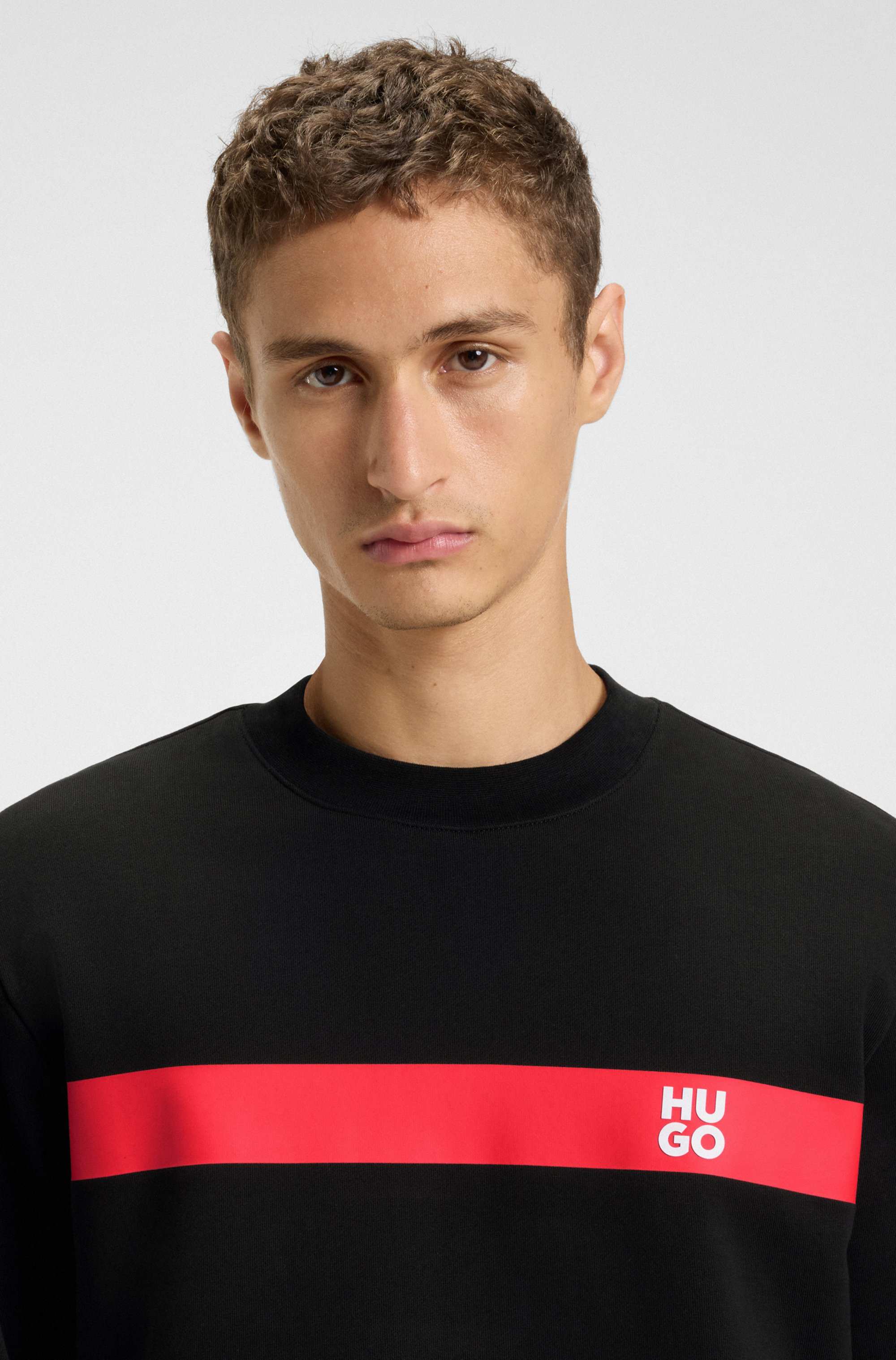 Cotton-terry sweatshirt with contrast stripe