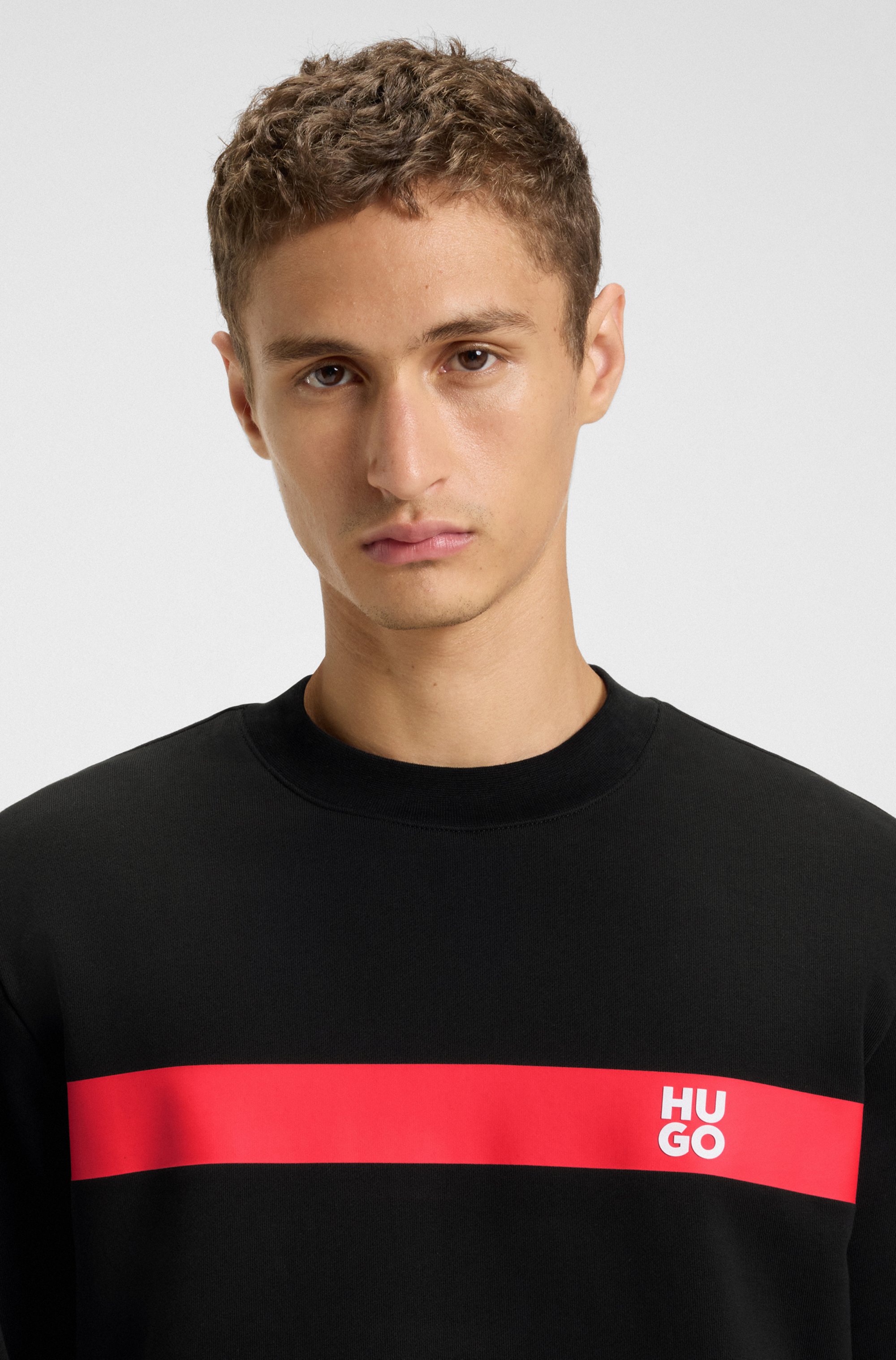 Cotton-terry sweatshirt with contrast stripe