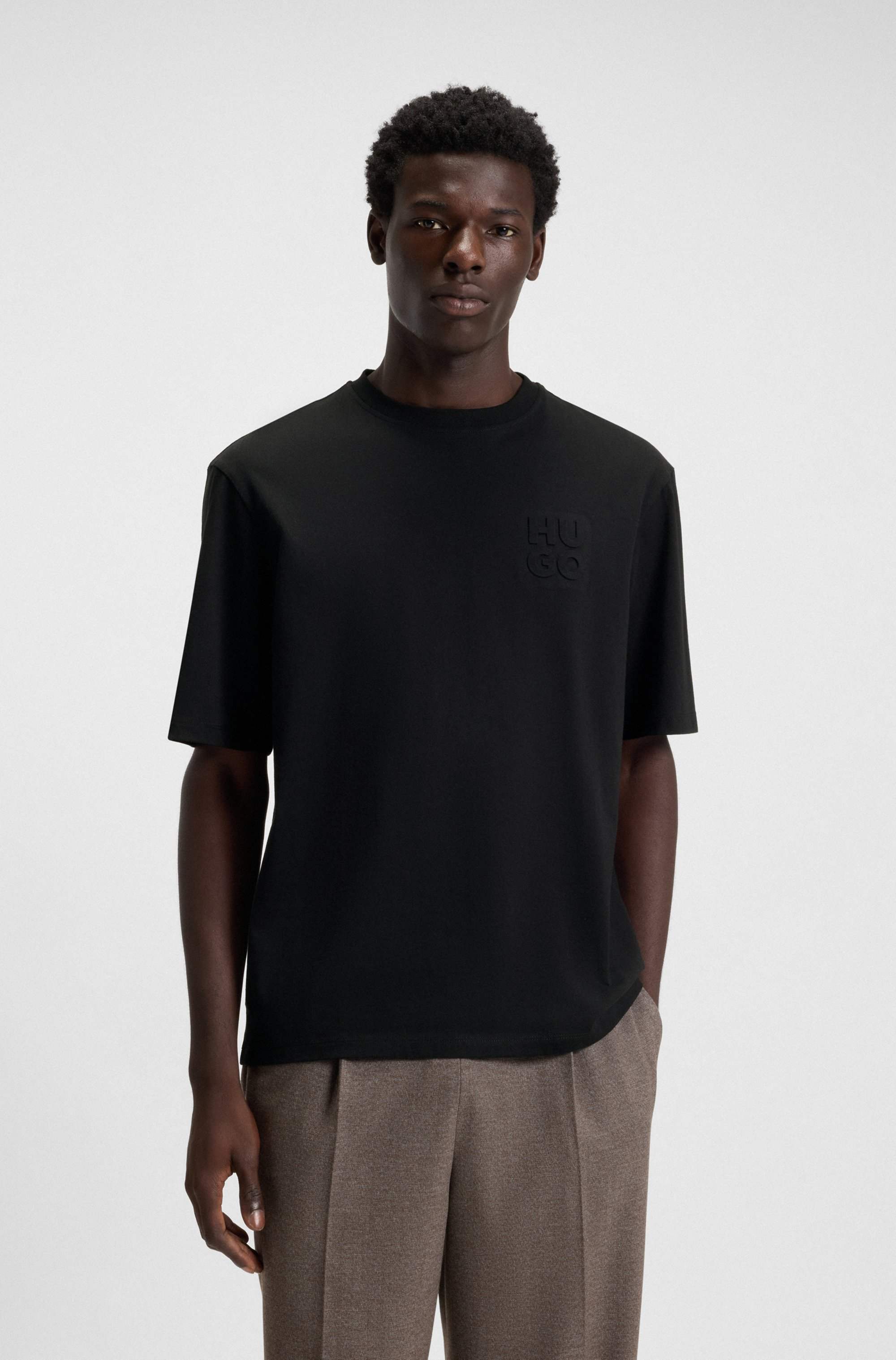 Cotton-jersey T-shirt with stacked logo