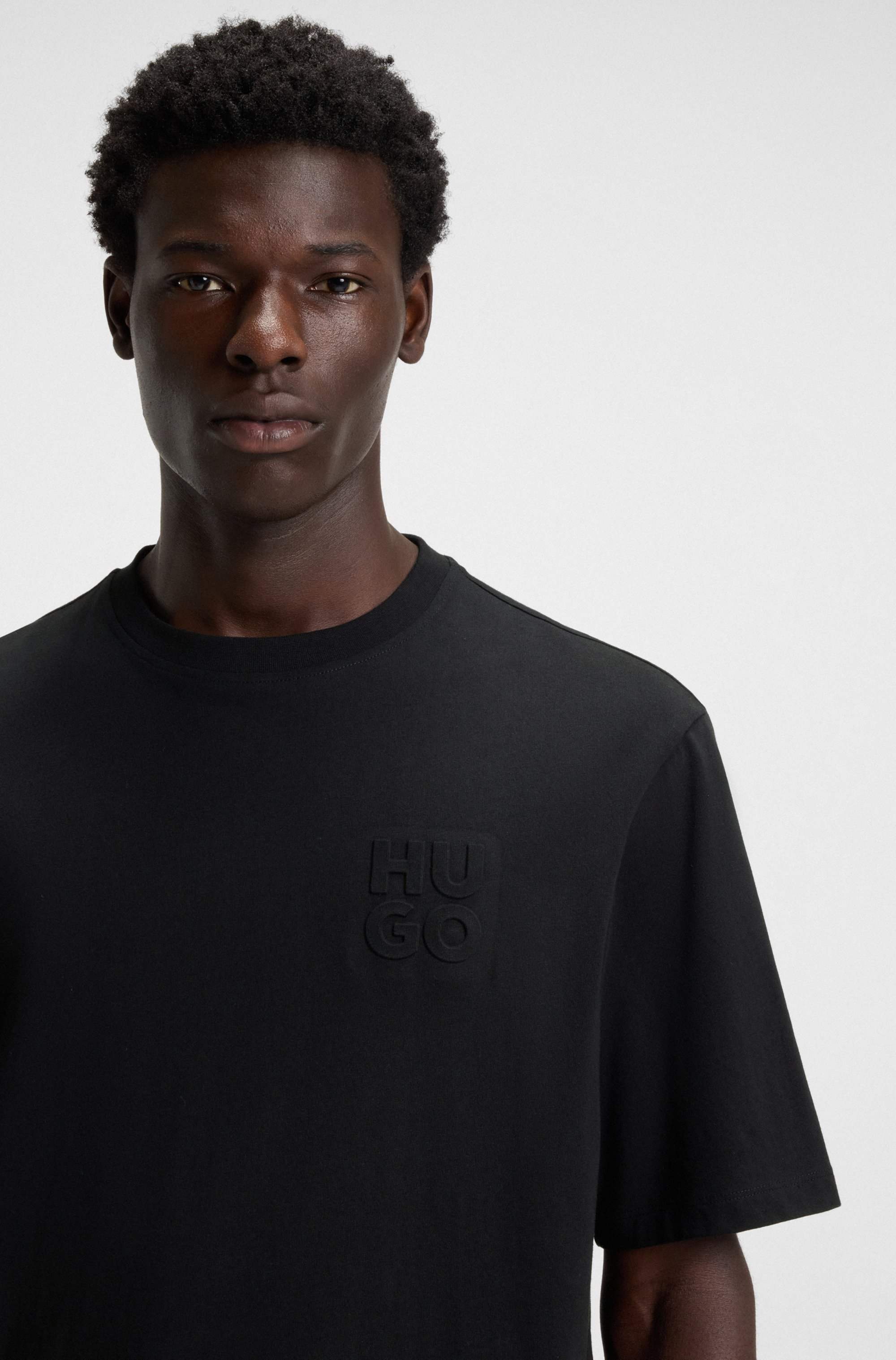 Cotton-jersey T-shirt with stacked logo