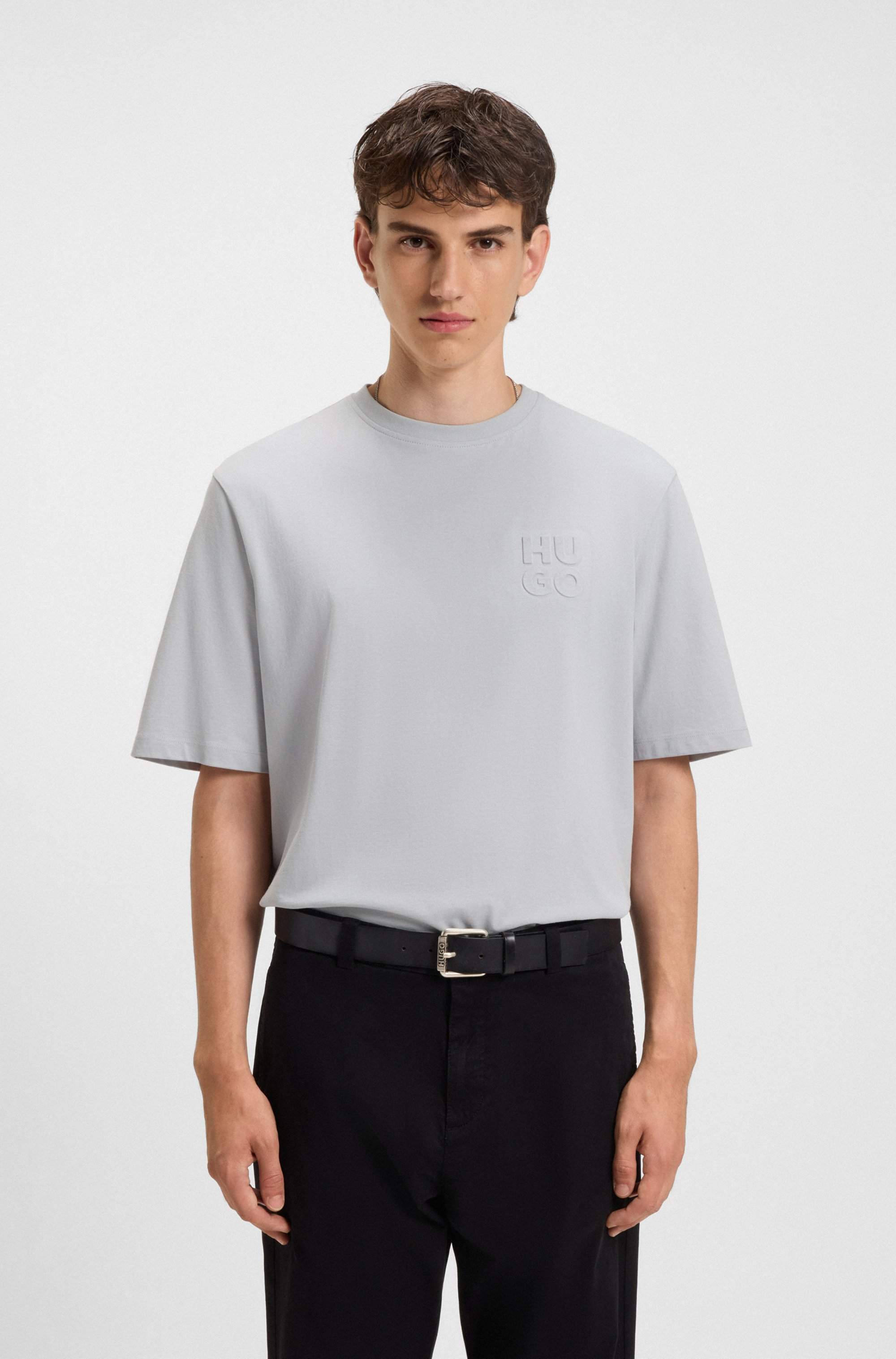 Cotton-jersey T-shirt with stacked logo