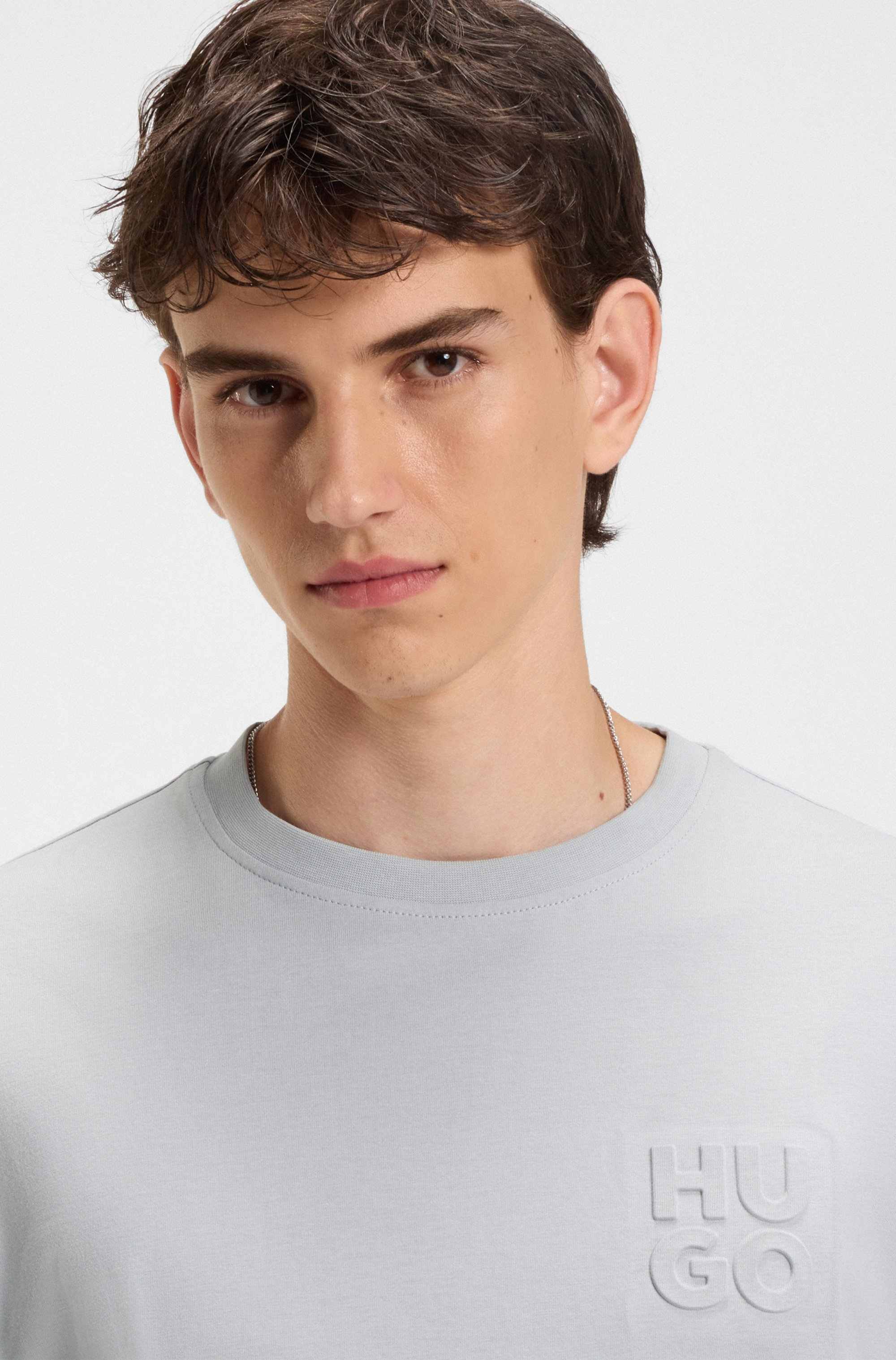 Cotton-jersey T-shirt with stacked logo
