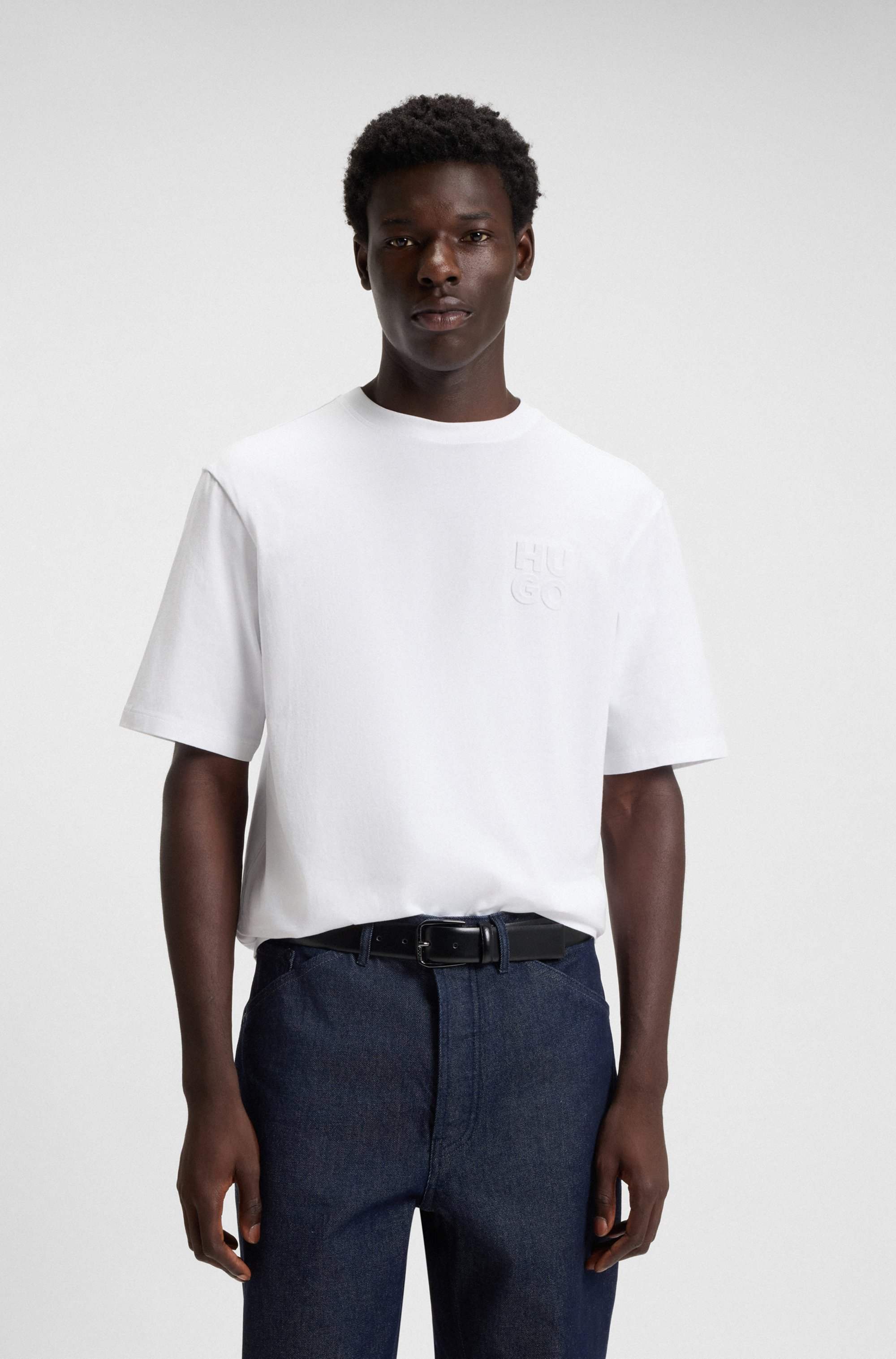 Cotton-jersey T-shirt with stacked logo