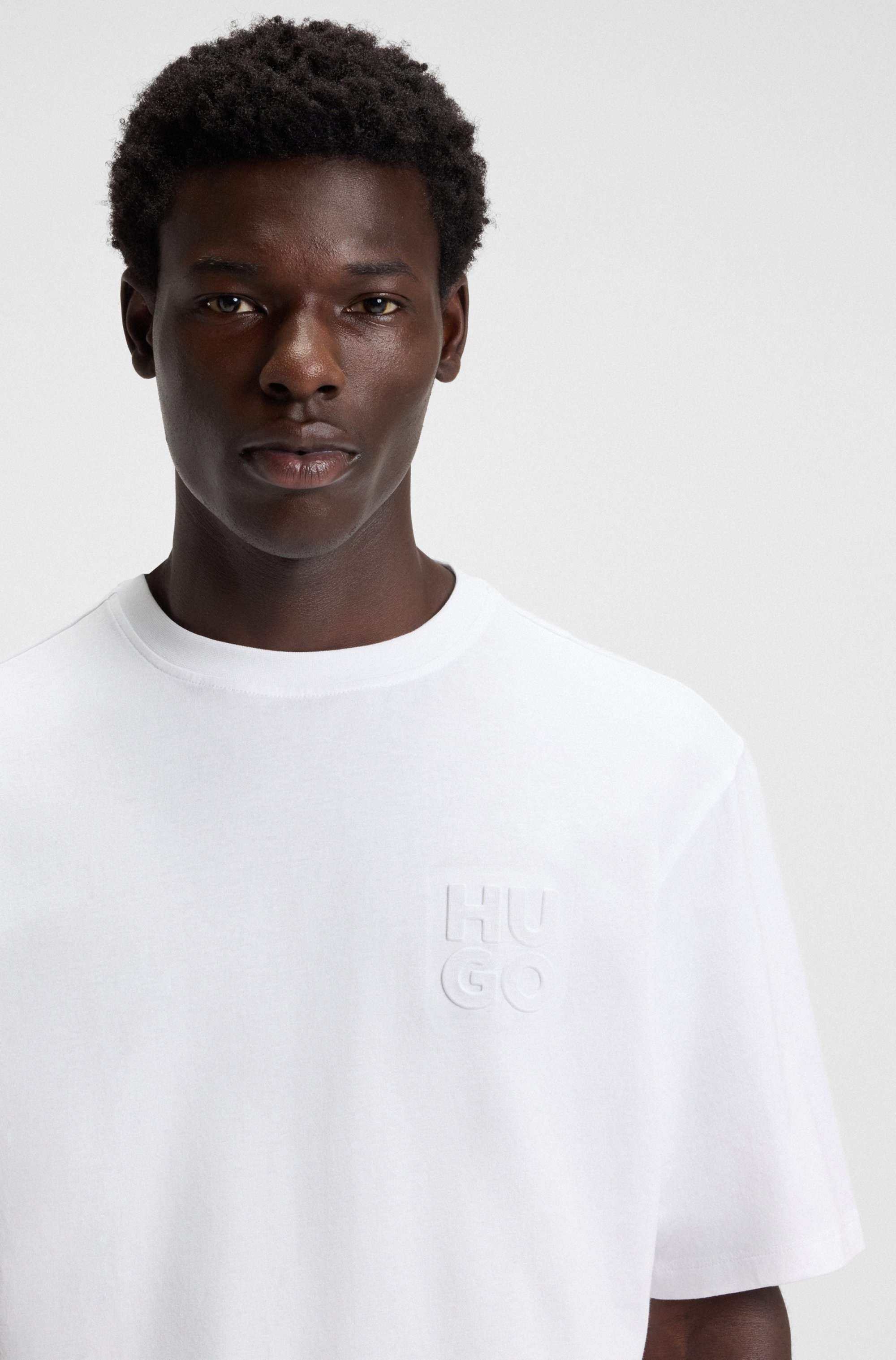 Cotton-jersey T-shirt with stacked logo