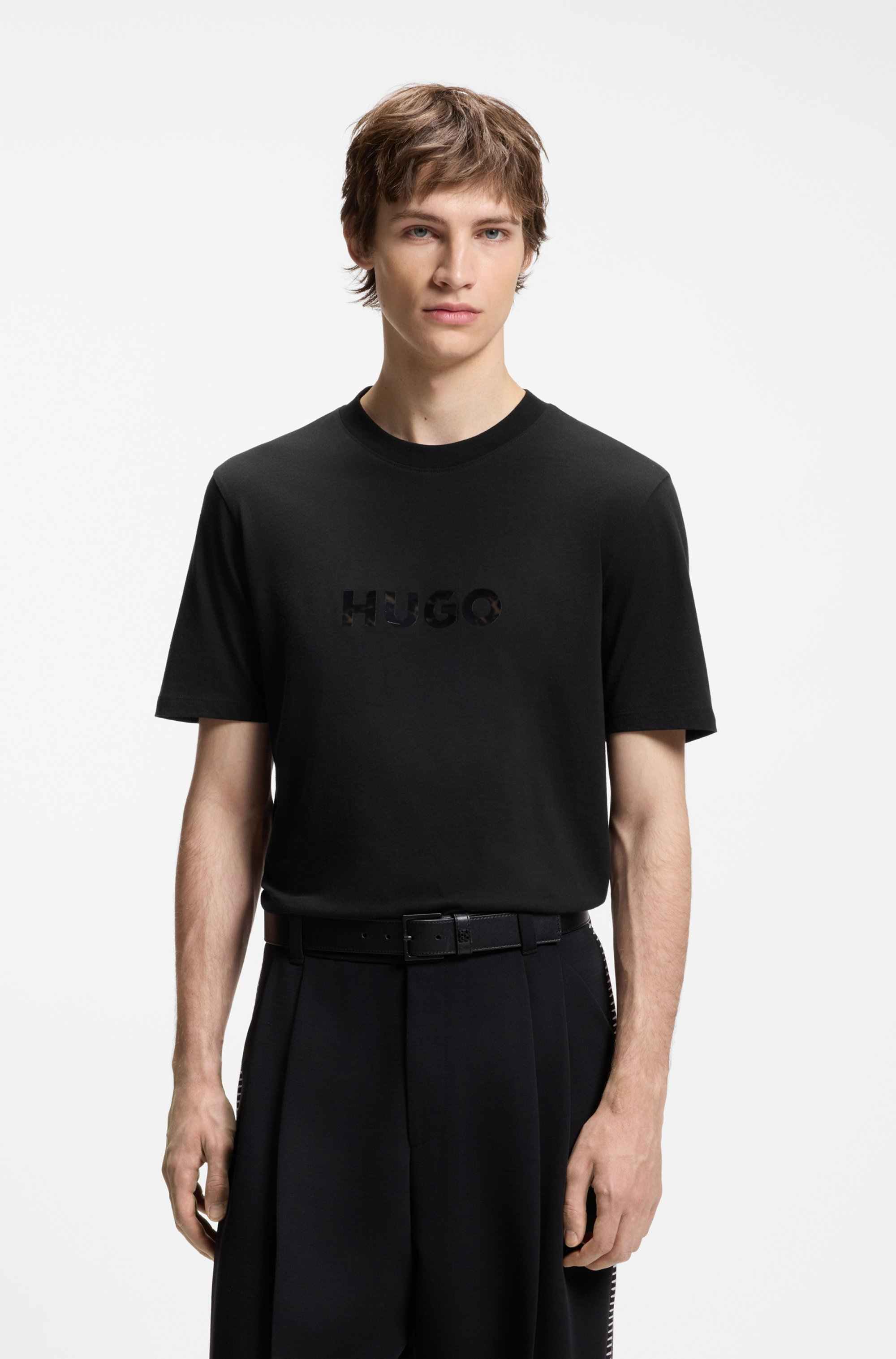 Cotton-jersey T-shirt with tortoiseshell logo
