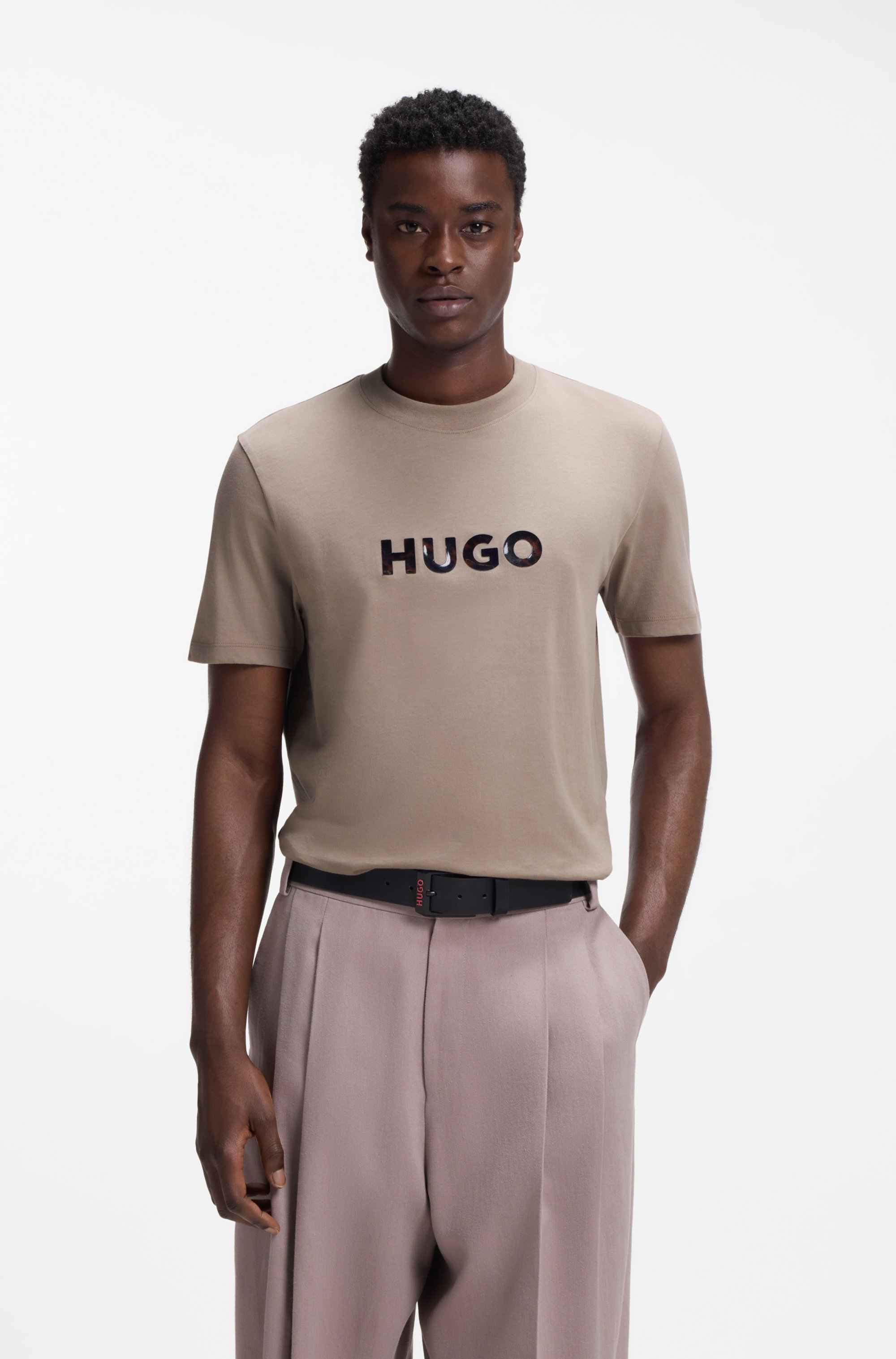 Cotton-jersey T-shirt with tortoiseshell logo