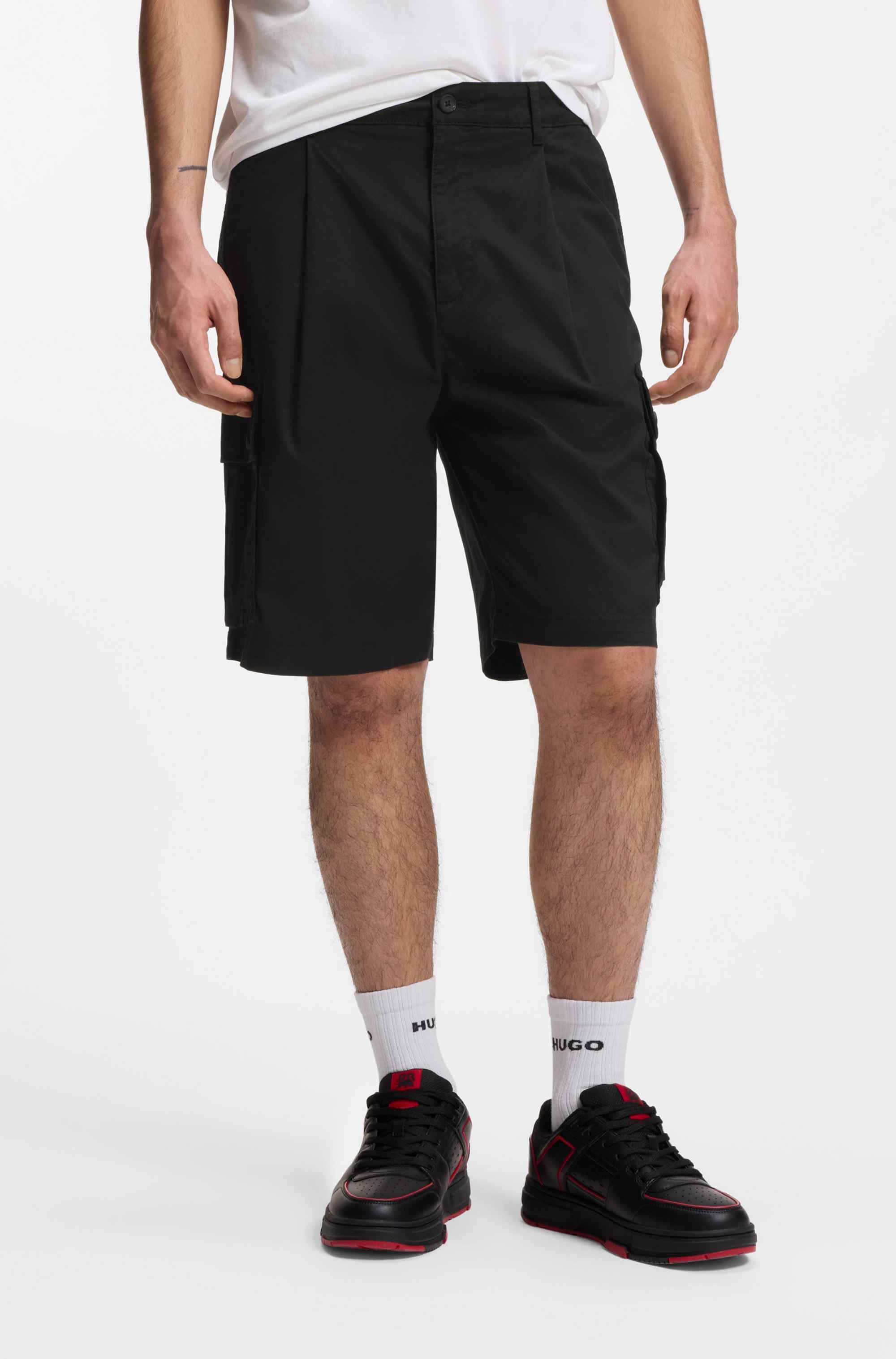 HUGO x RB stretch-cotton shorts with bull motif