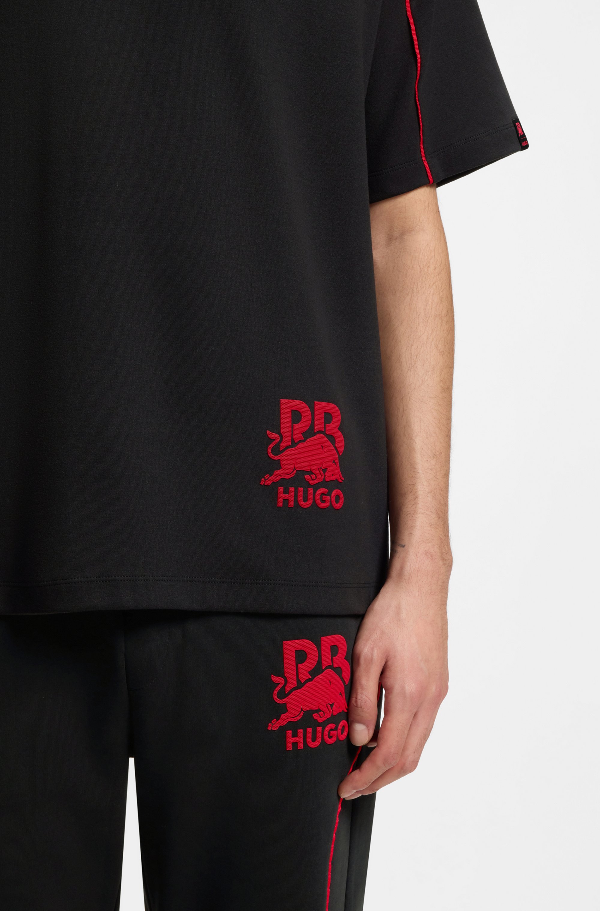 HUGO x RB cotton-blend T-shirt with contrast piping