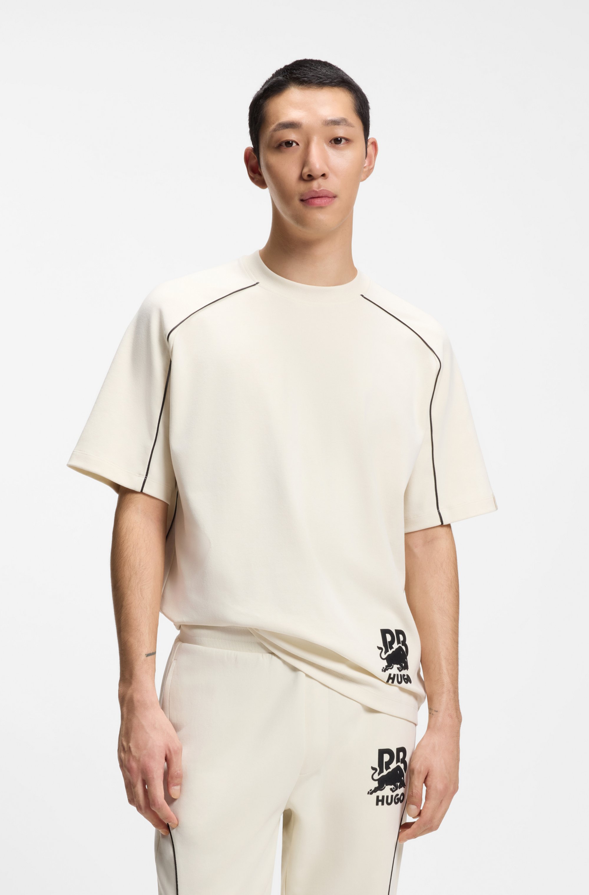 HUGO x RB cotton-blend T-shirt with contrast piping