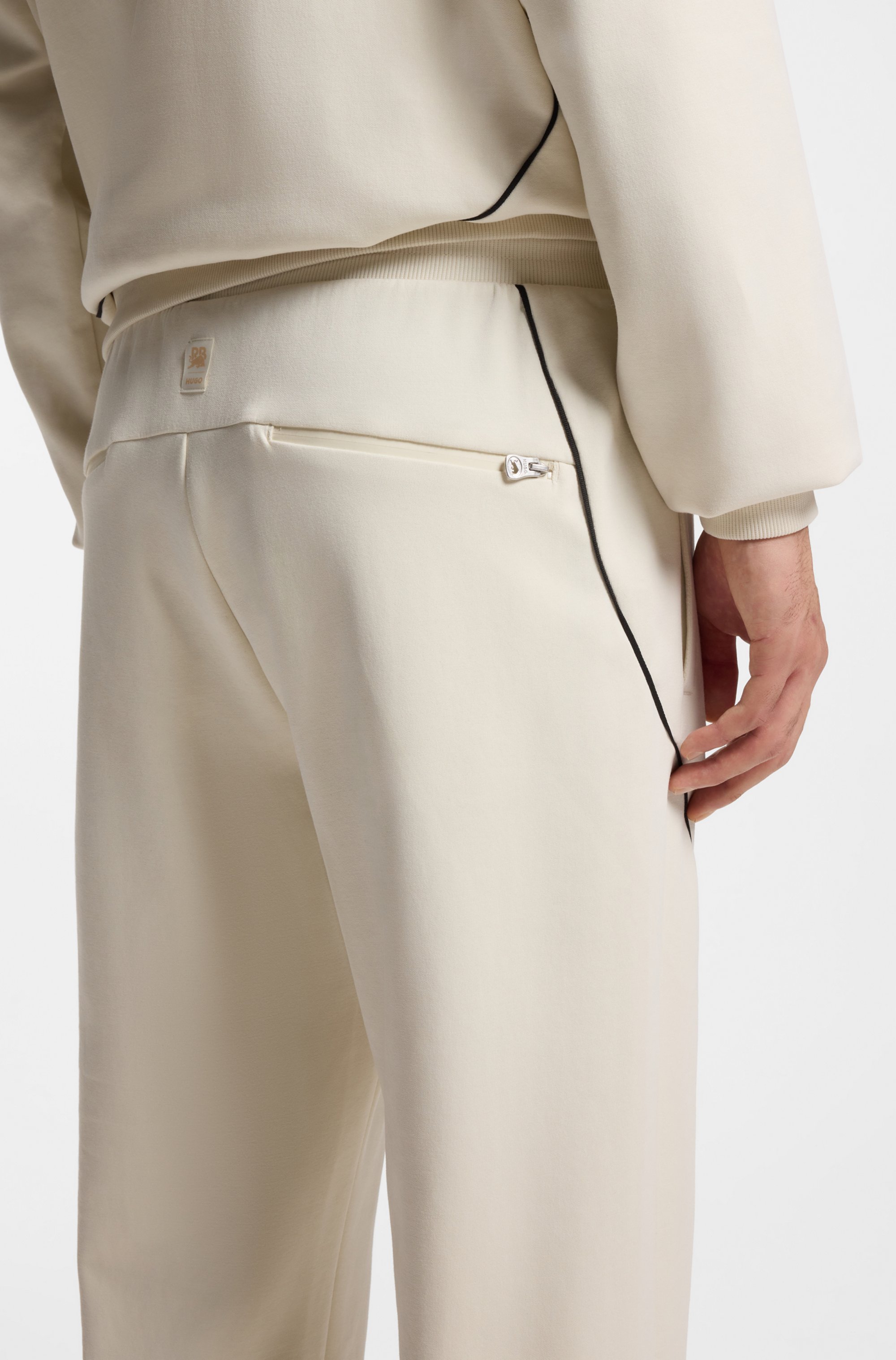 HUGO x RB stretch-cotton tracksuit bottoms with bull motif