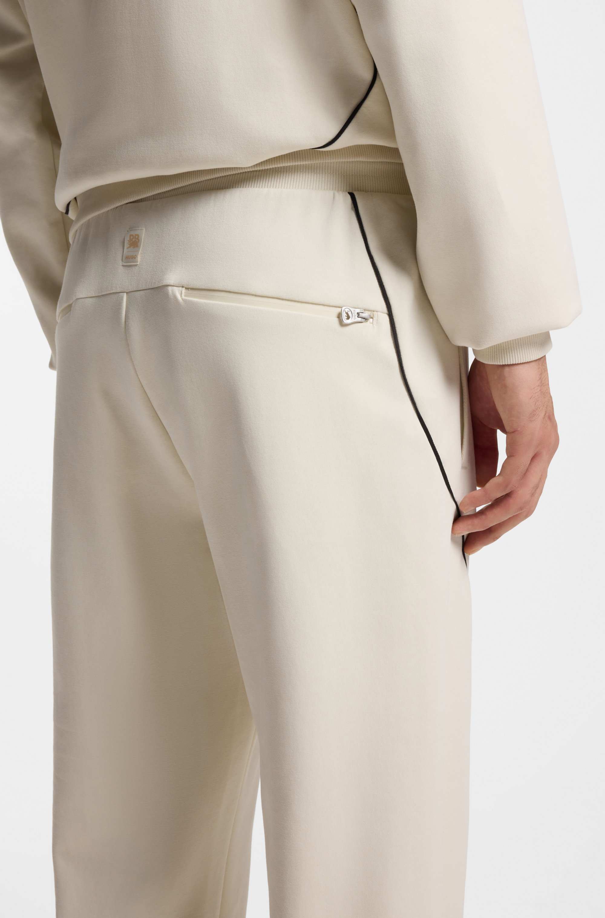 HUGO x RB stretch-cotton tracksuit bottoms with bull motif