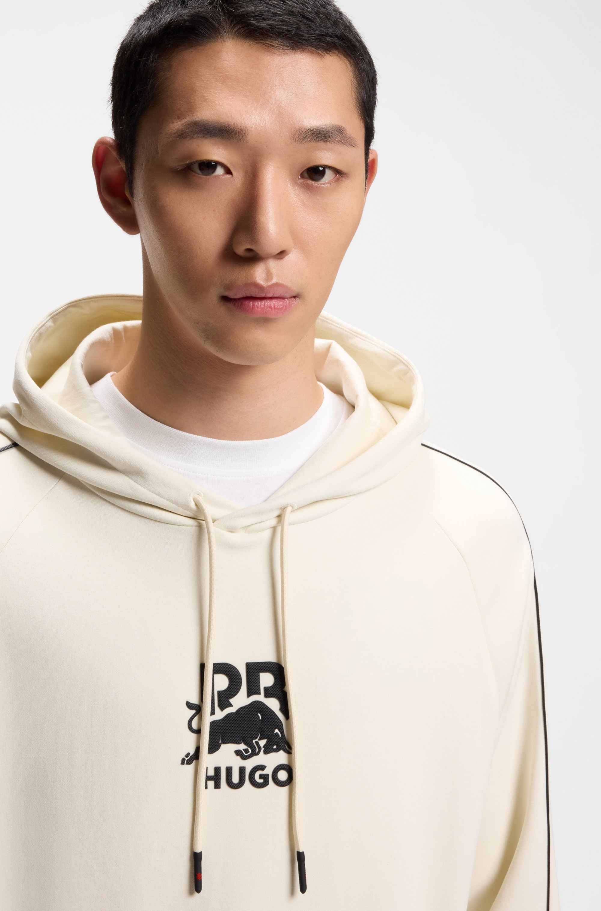 HUGO x RB stretch-cotton hoodie with bull motif