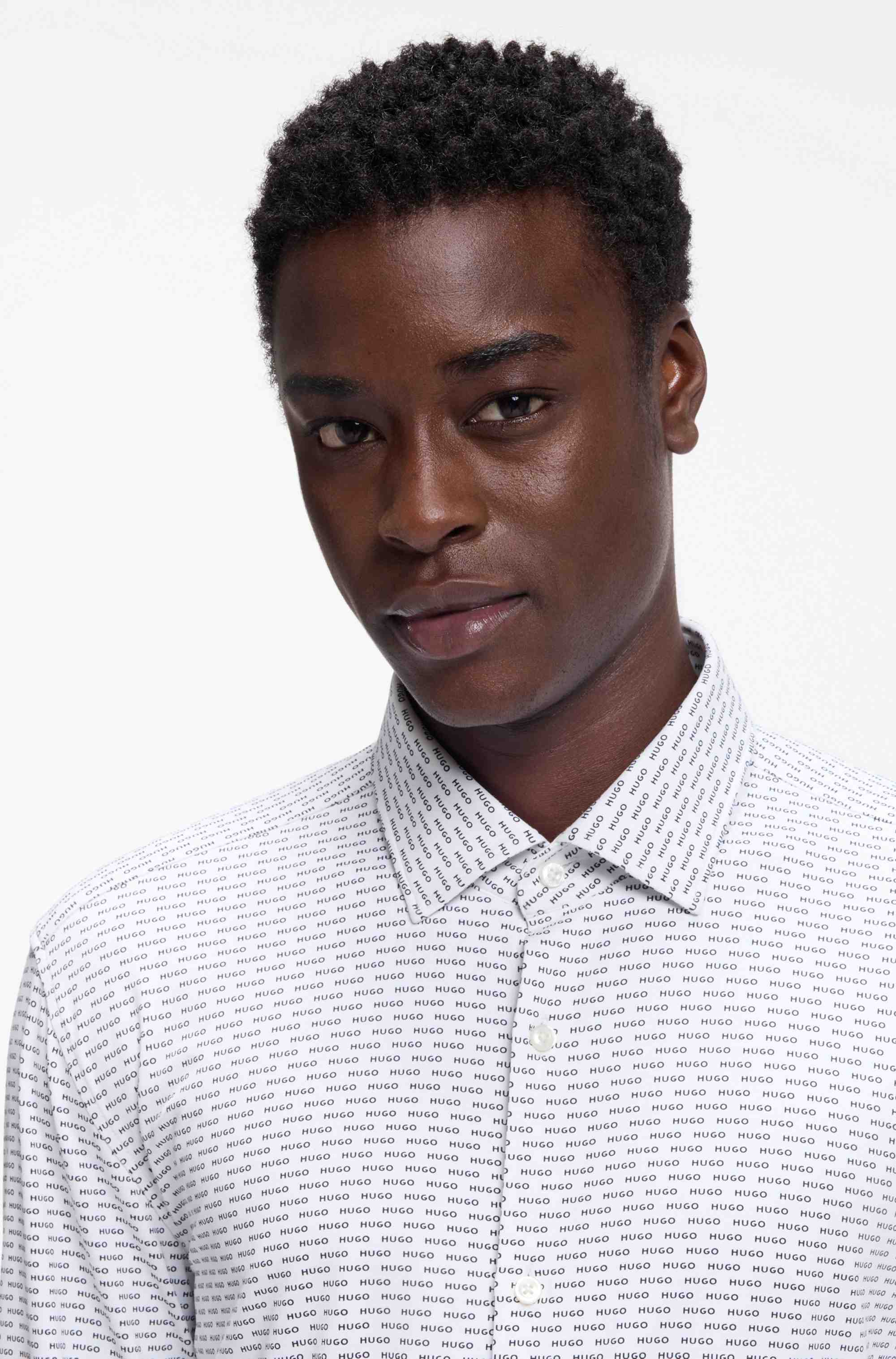 Slim-fit shirt in printed stretch jersey