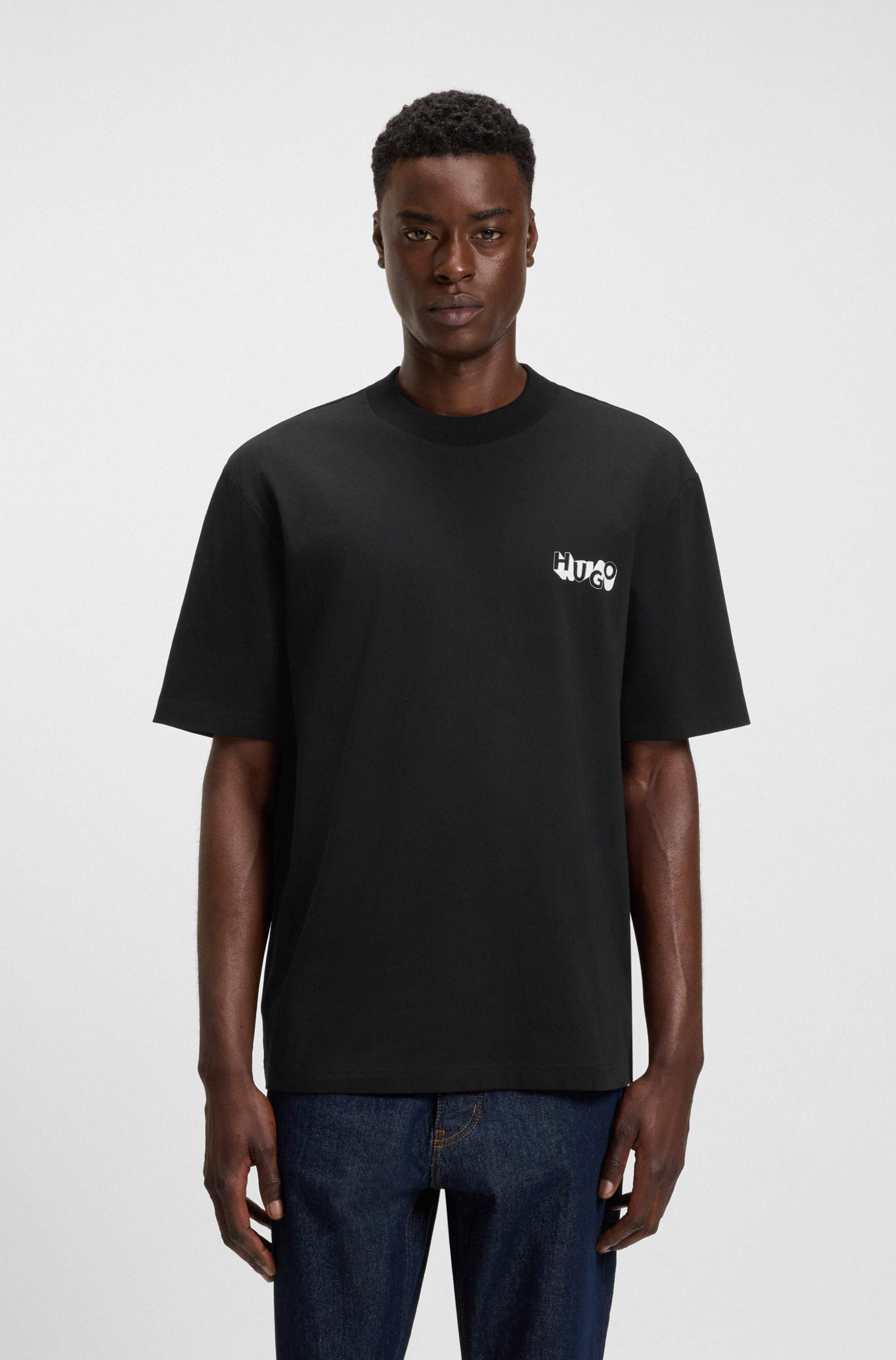 Cotton-jersey T-shirt with logo artwork