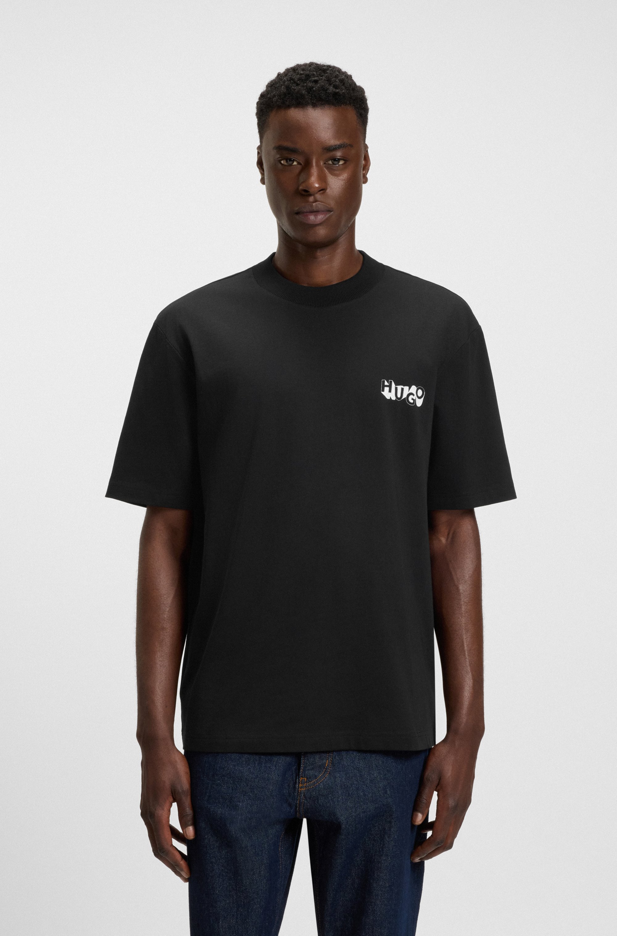 Cotton-jersey T-shirt with logo artwork