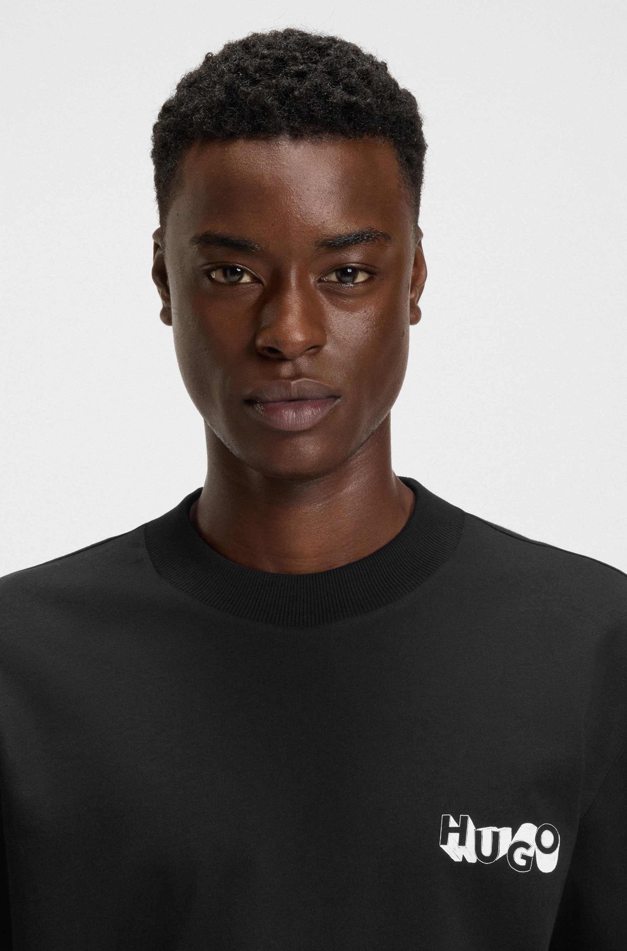 Cotton-jersey T-shirt with logo artwork