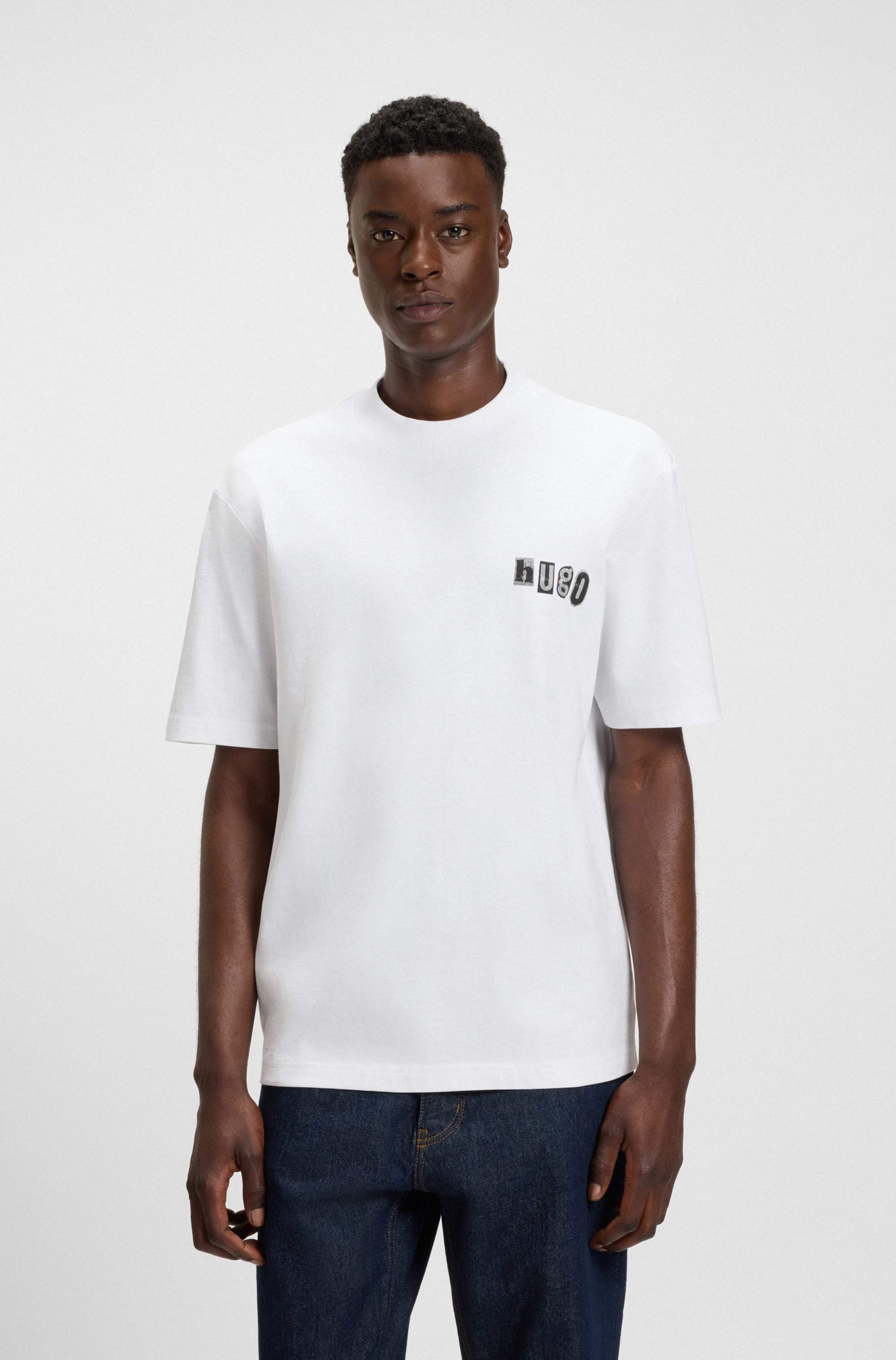 Cotton-jersey T-shirt with logo artwork