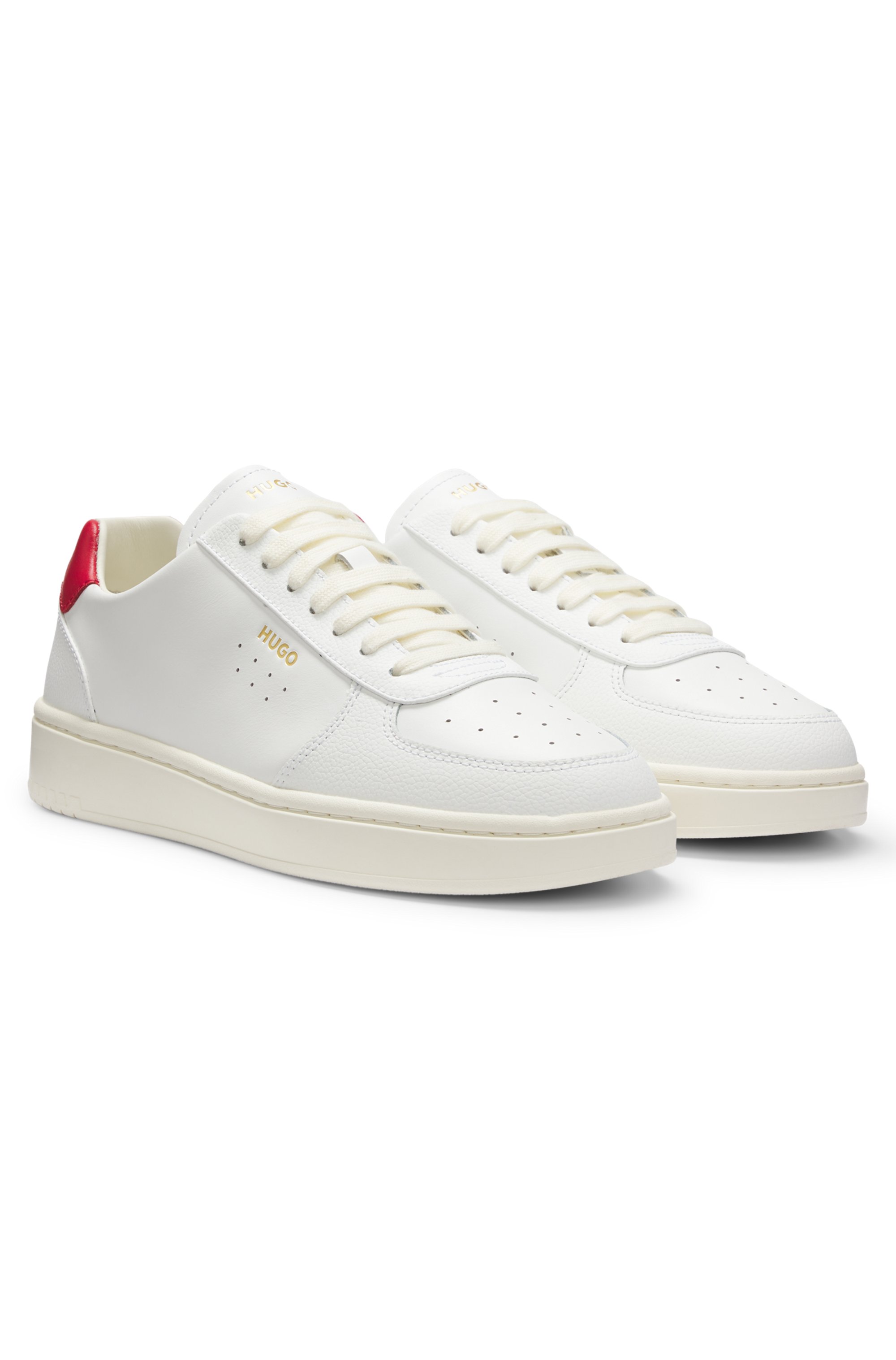 Leather trainers with gold-tone logo