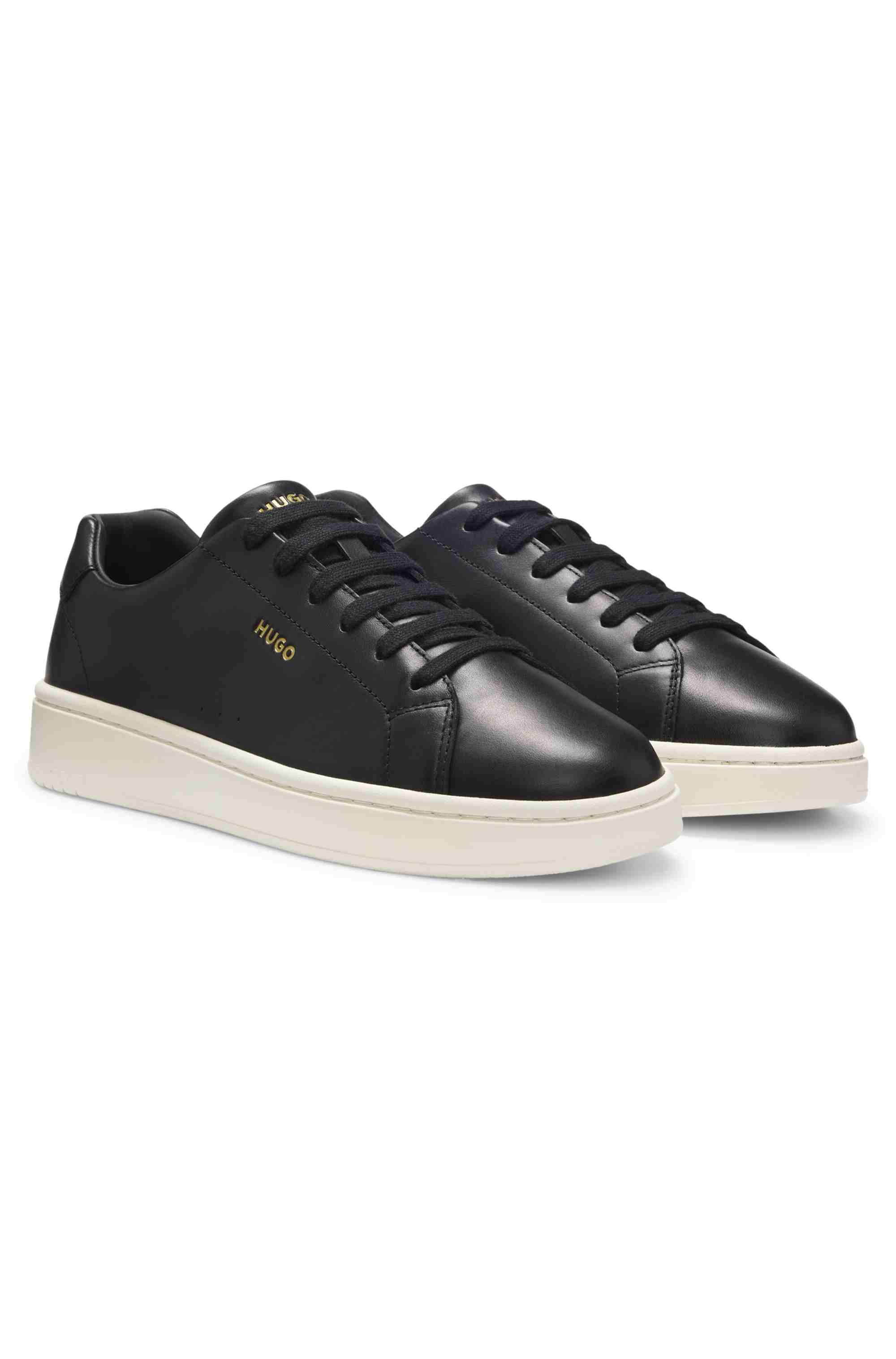 Nappa-leather trainers with gold-tone logo