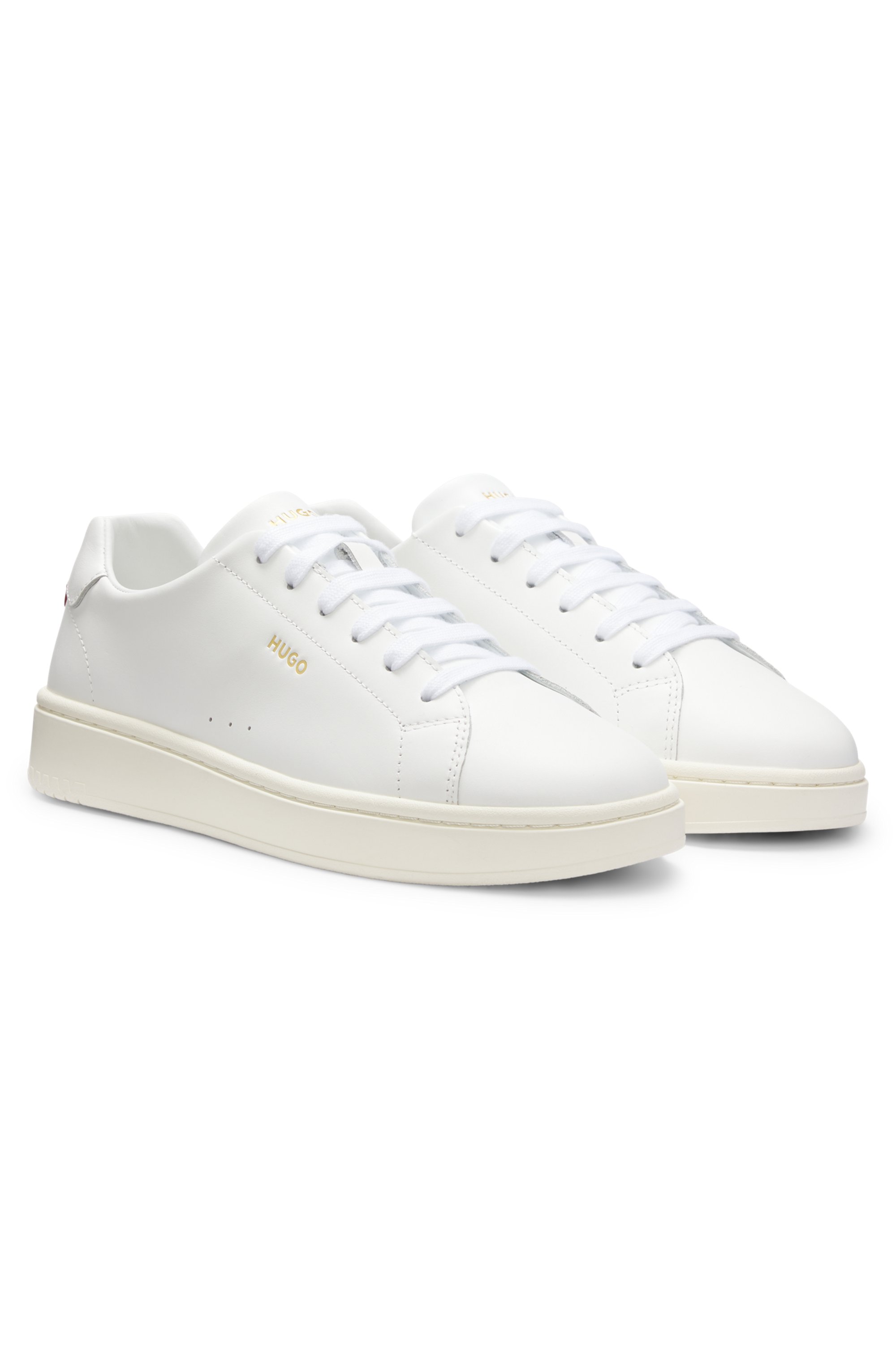 Nappa-leather trainers with gold-tone logo