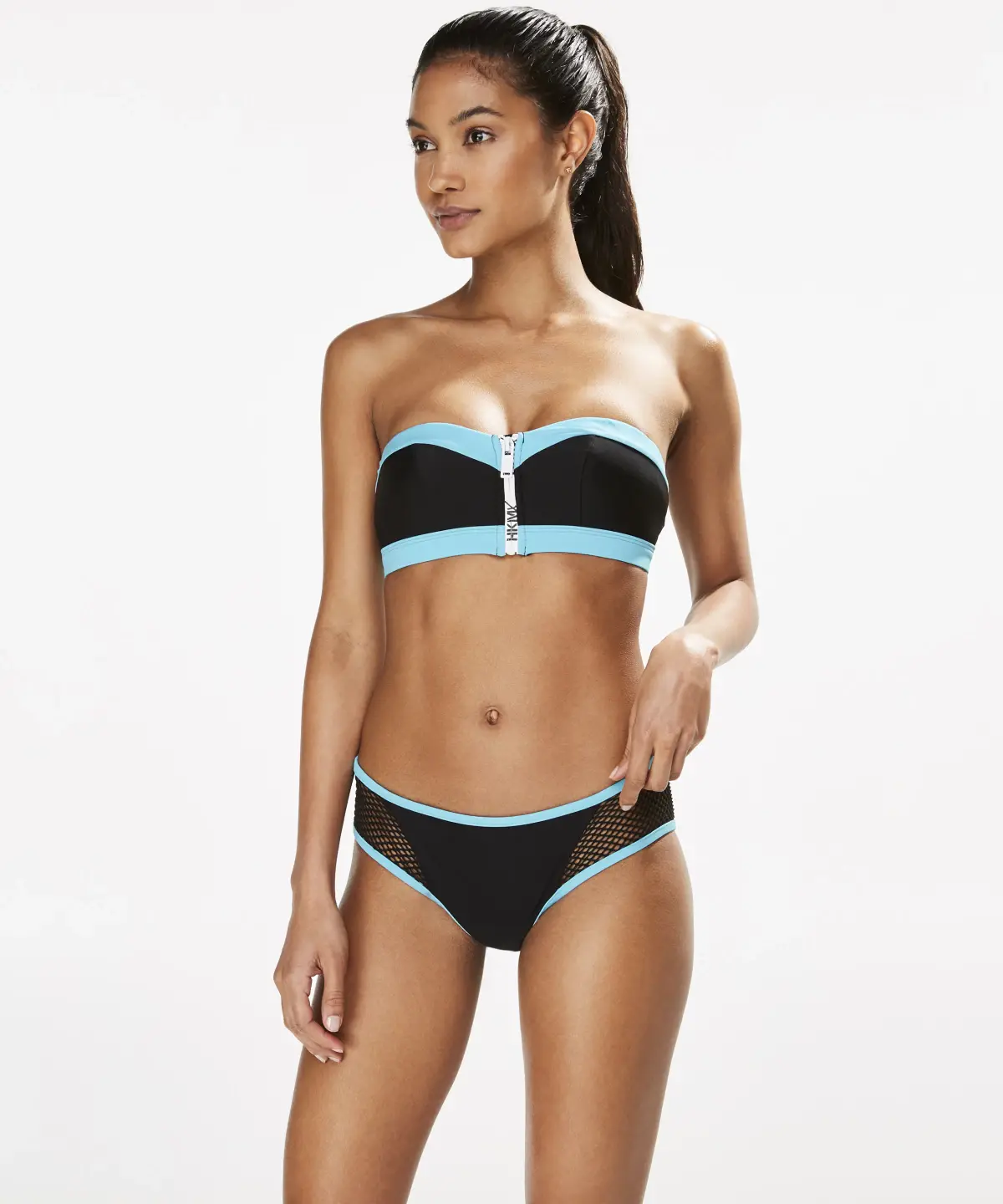 Black HKMX Mesh Colour Block Hipster Bikini Bottoms