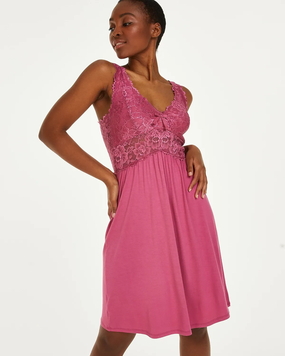 Pink Nora Lace Slip Dress