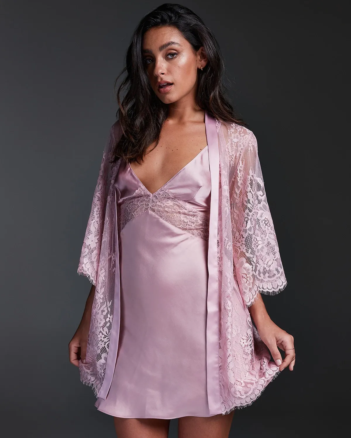 Pink Isabelle Lace Kimono