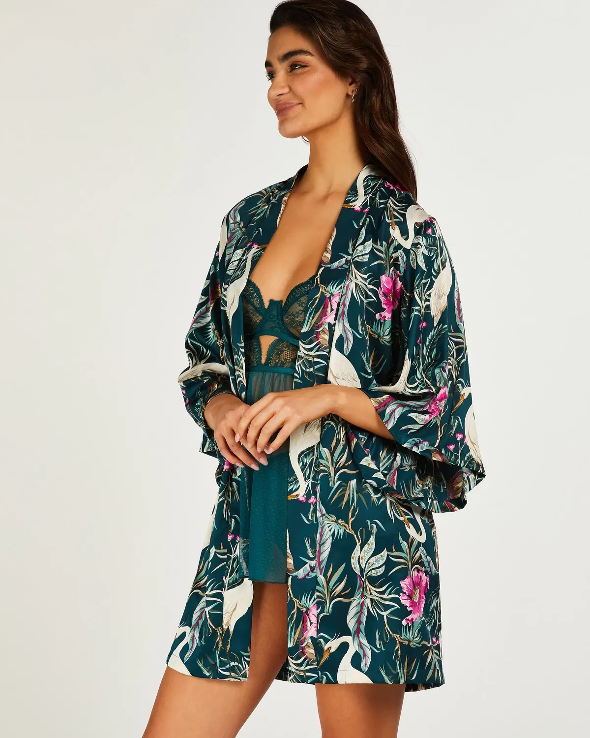 Blue Satin Kimono