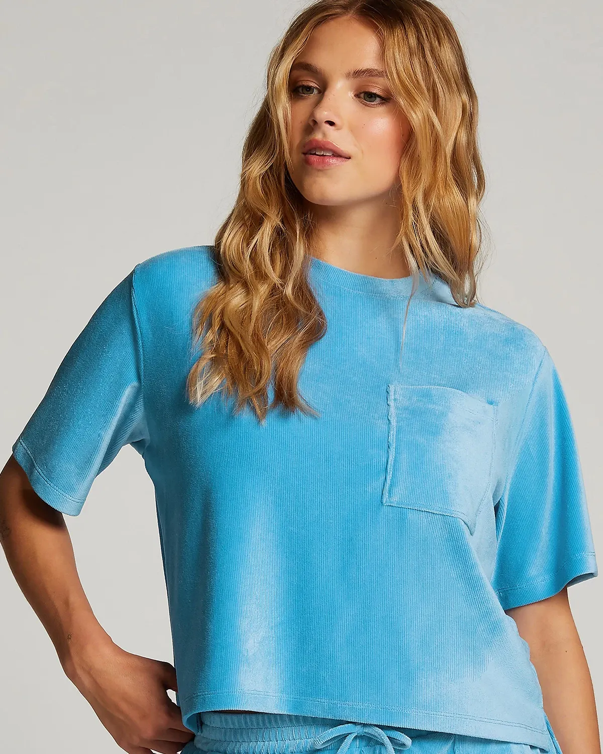 Blue Rib Velours Top