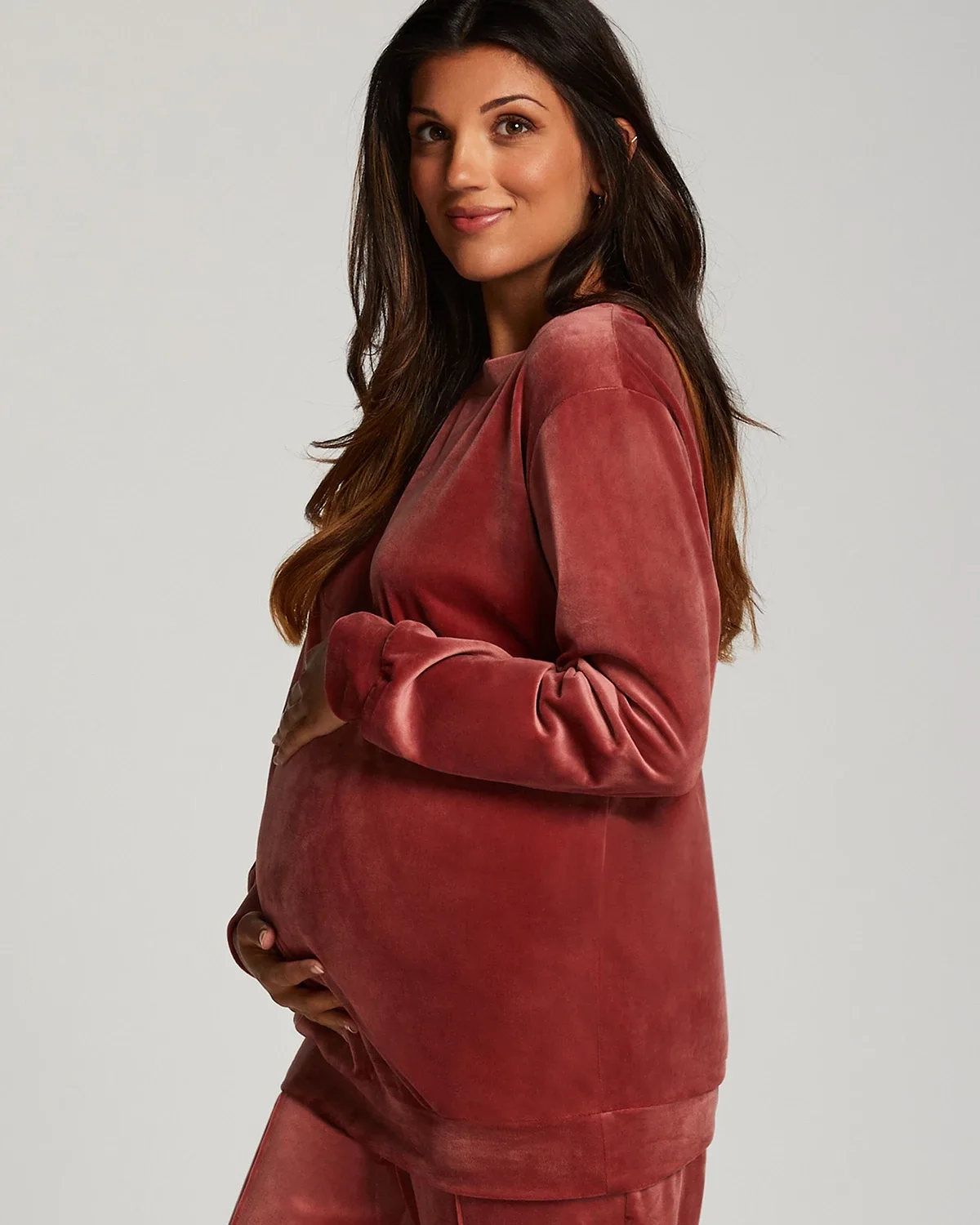 Pink Velours Maternity Top