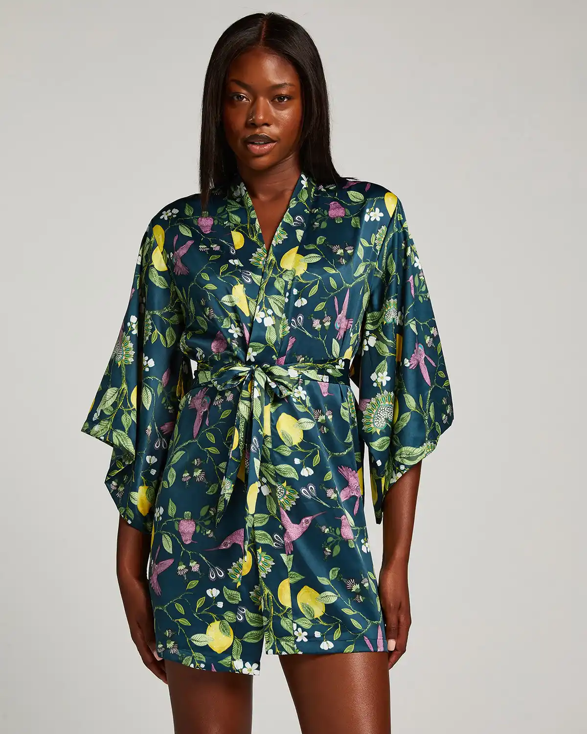 Blue Satin Kimono