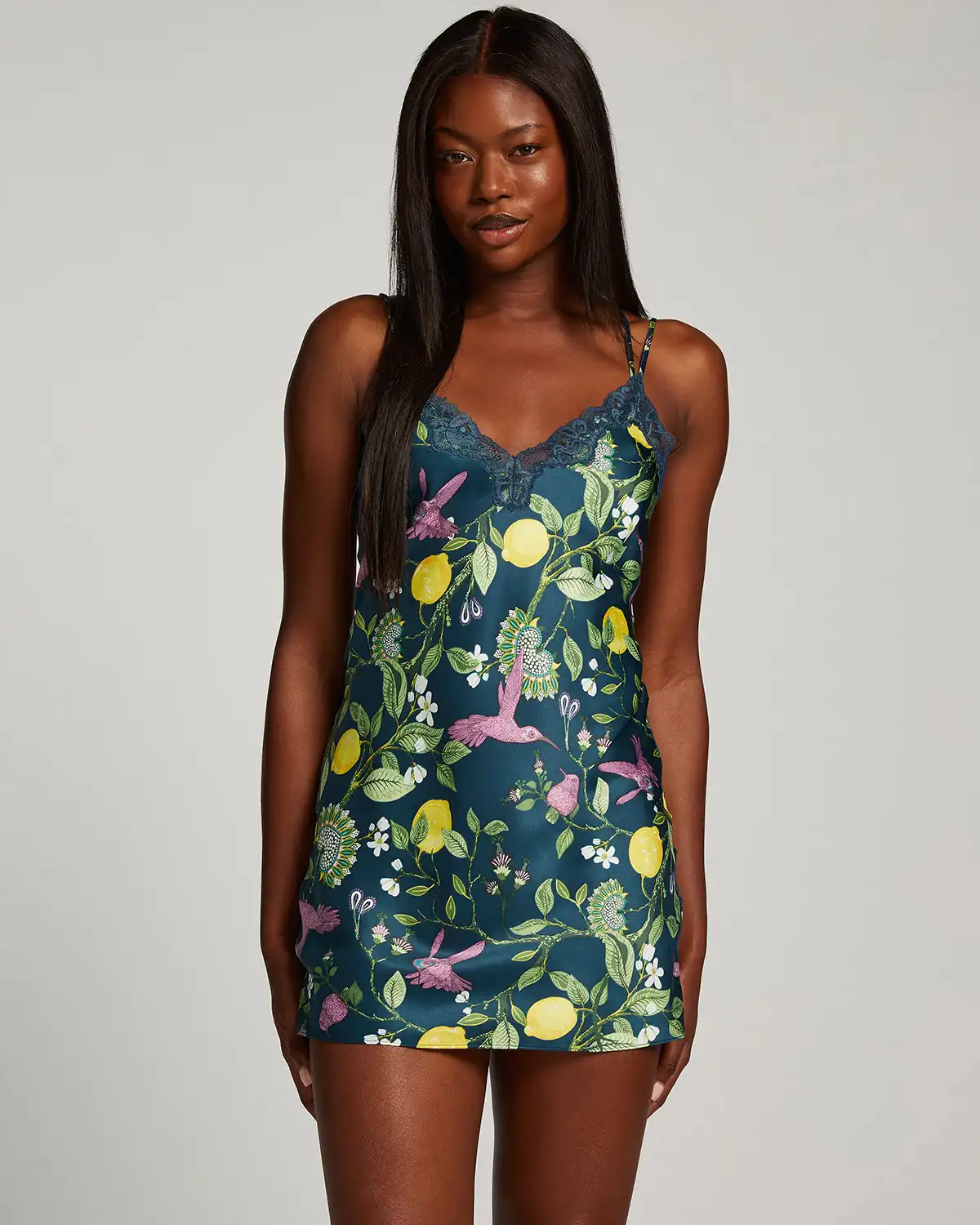 Blue Satin Slip Dress