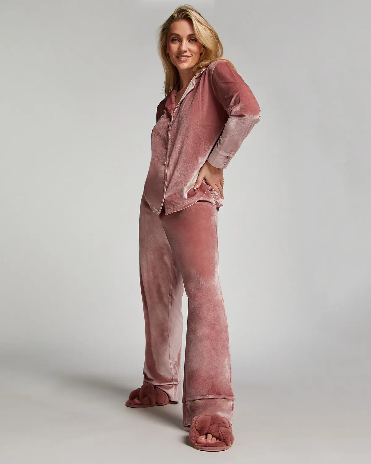 Pink Pant Shiny Velours Piping