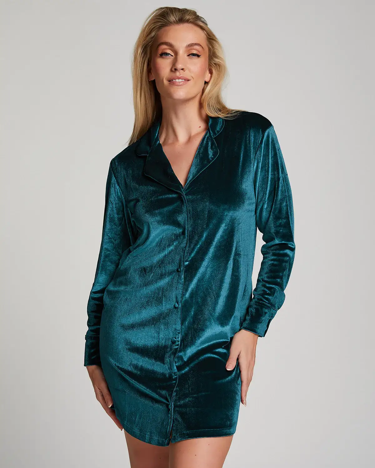 Blue Shiny Velours Nightshirt