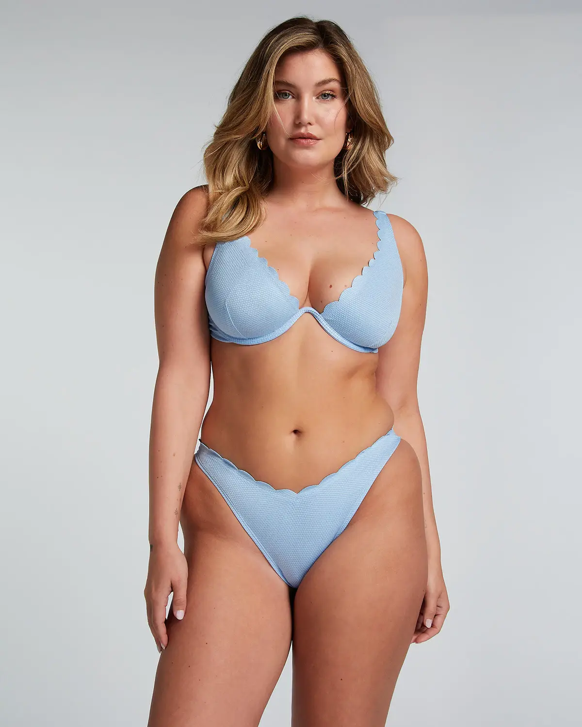 Blue Scallop High leg Bikini Bottoms