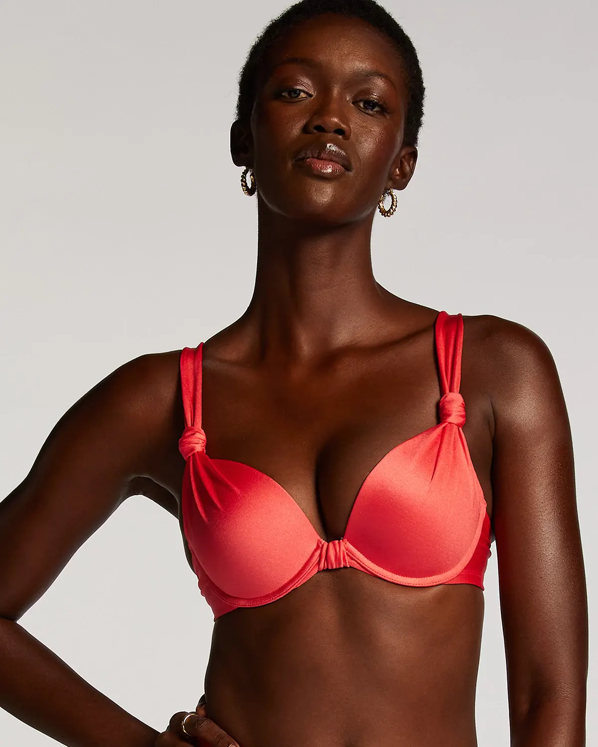 Red Luxe padded push up bikini top Cup A  E