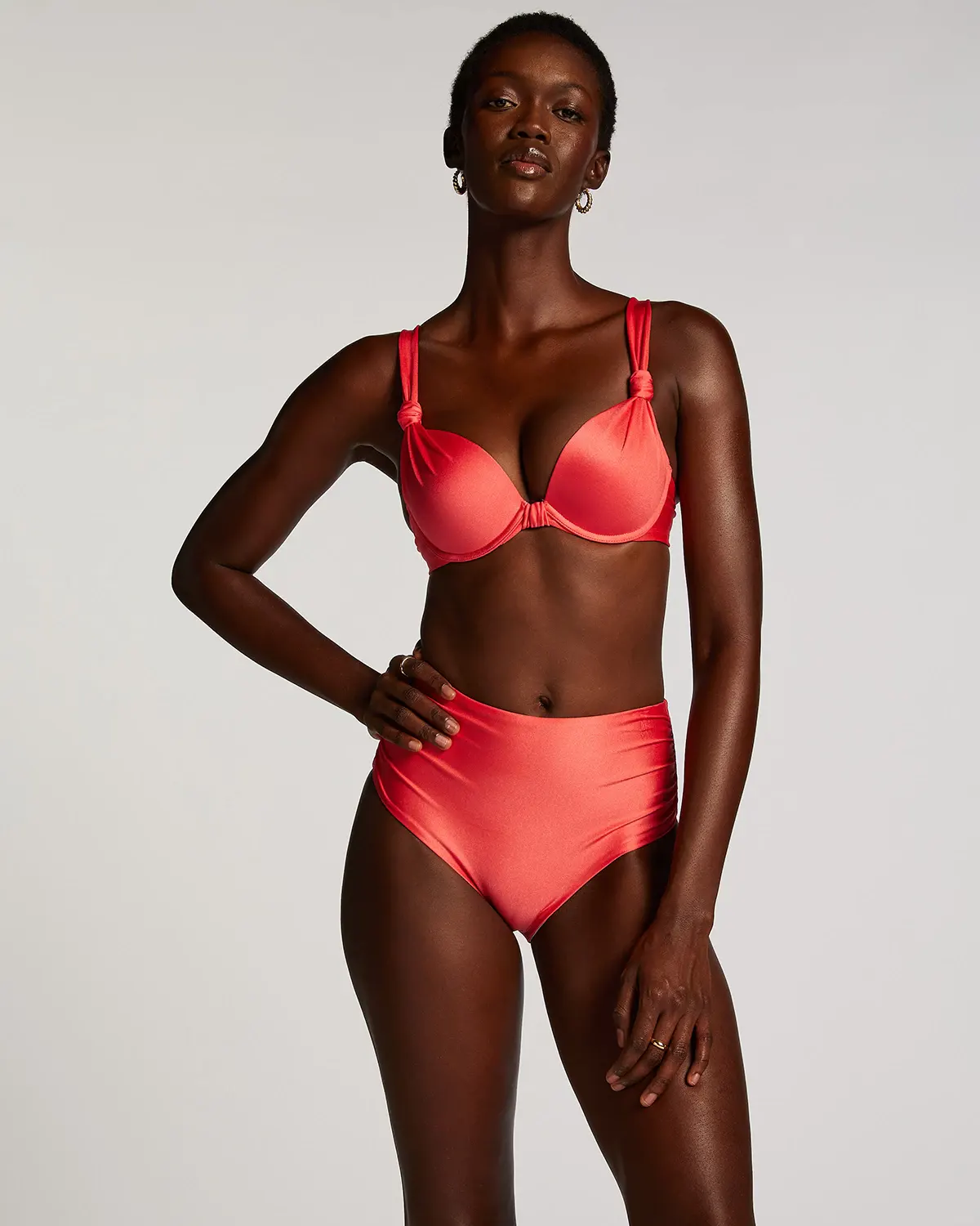 Red Luxe high bikini bottoms