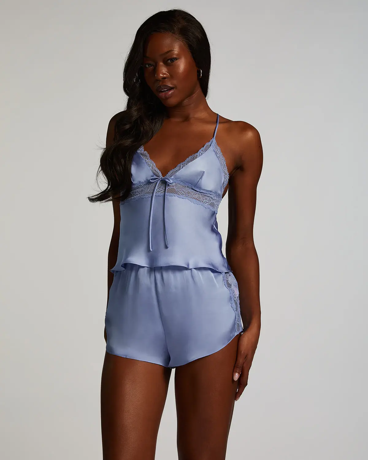 Blue Satin pyjama shorts