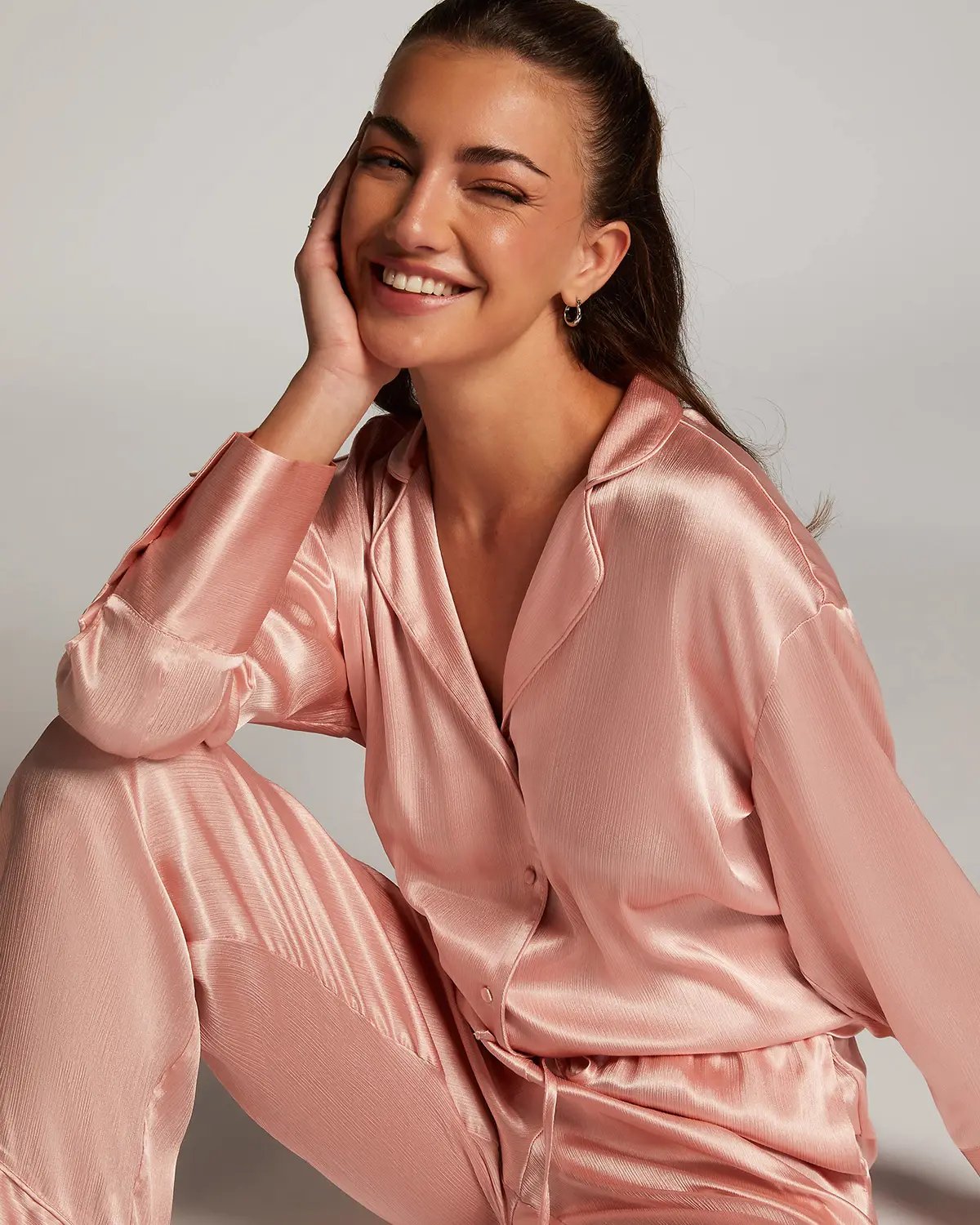 Pink Satin Long Sleeved Jacket