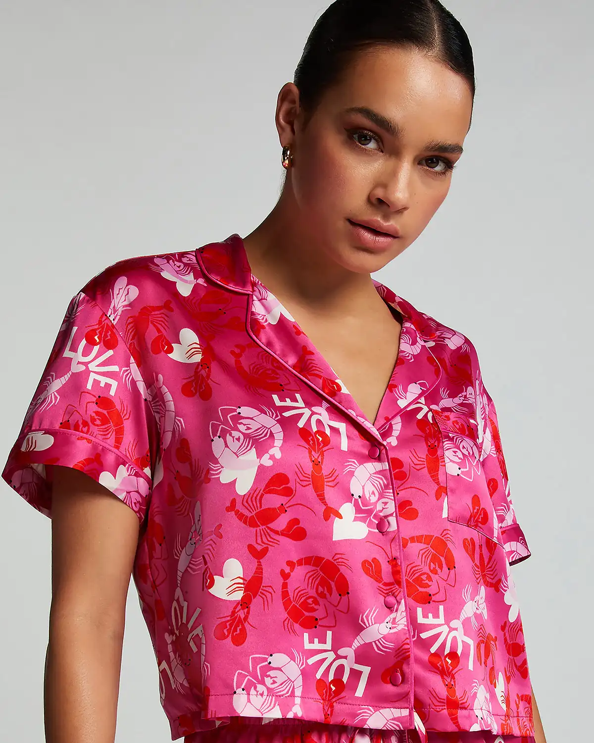 Pink Satin Short Sleeved Jacket