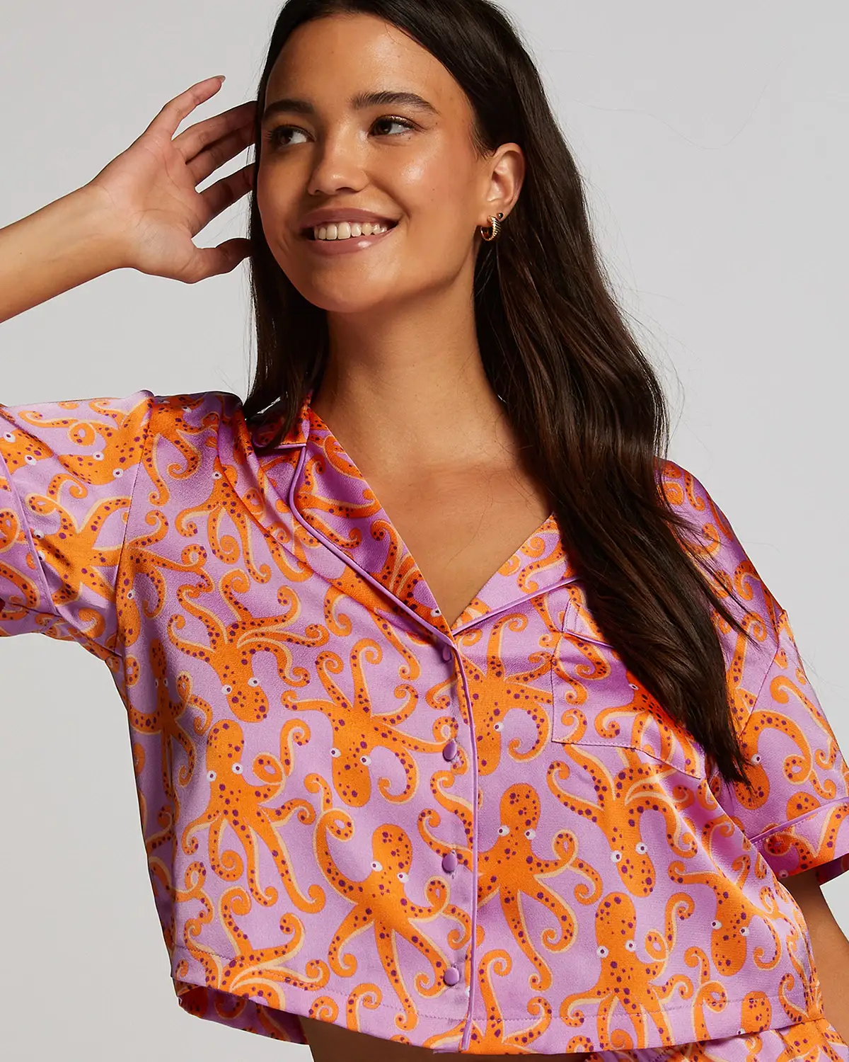 Purple Satin Short Sleeved Jacket