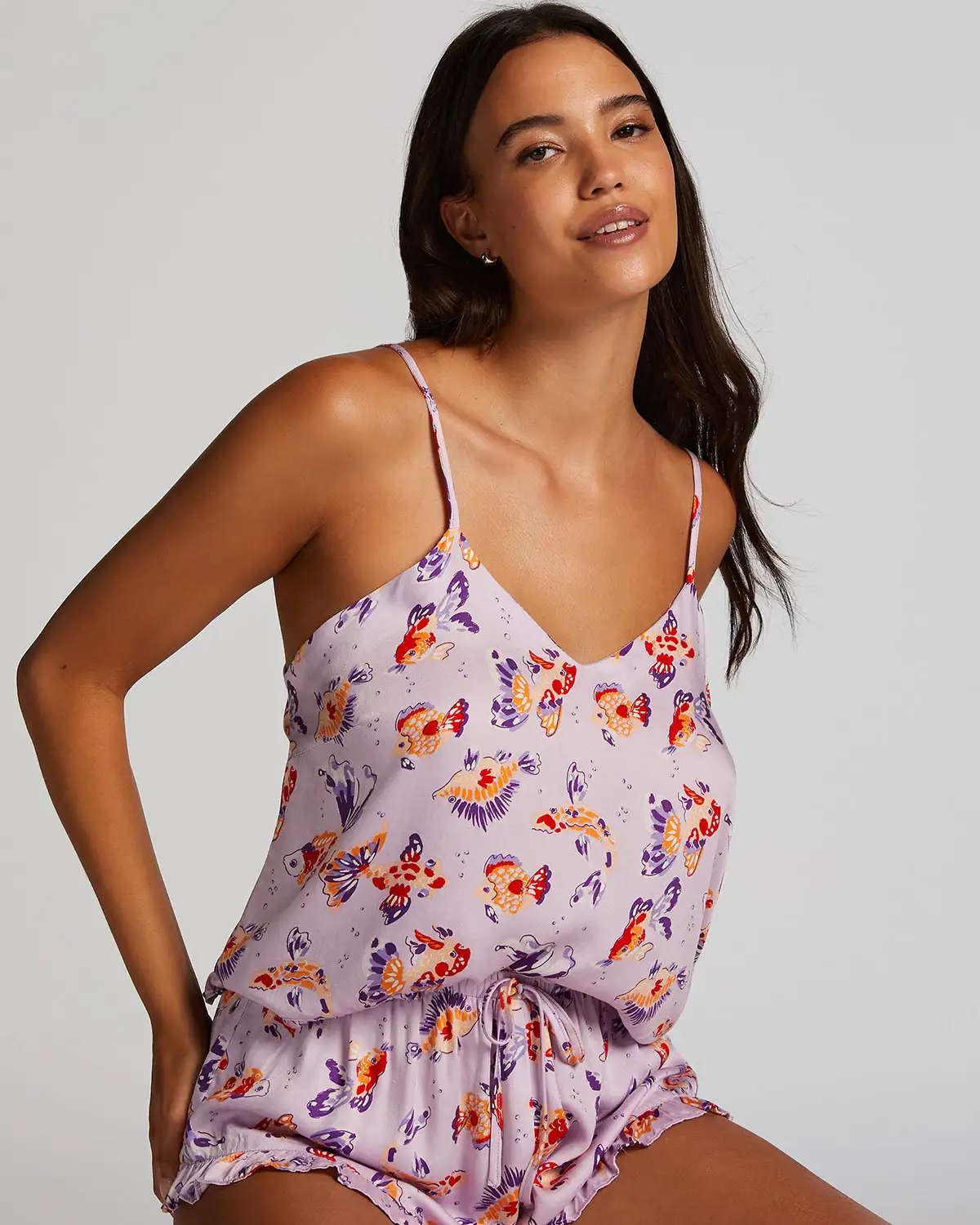 Purple Satin pyjama shorts