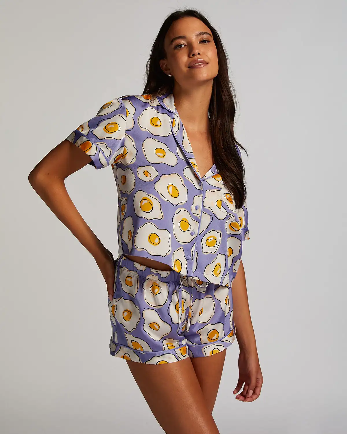 Purple Satin pyjama shorts