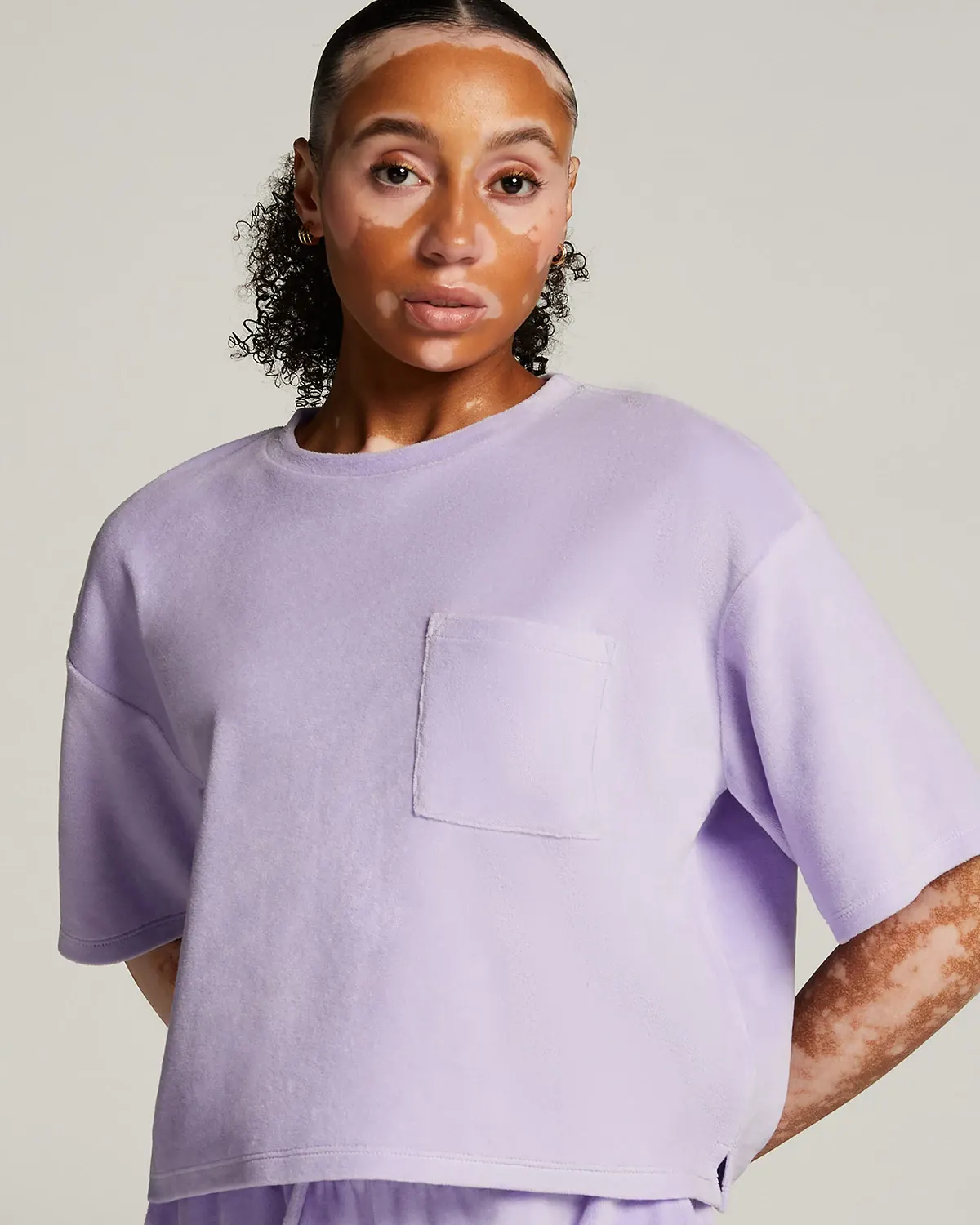 Purple Short sleeve velours top