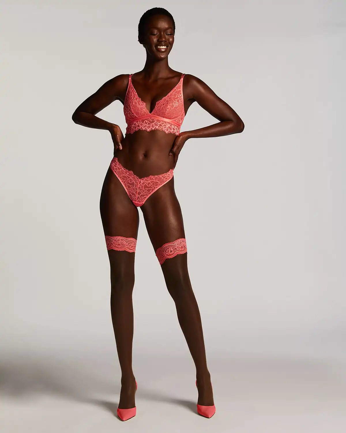 Pink 15 Denier Lace stay up