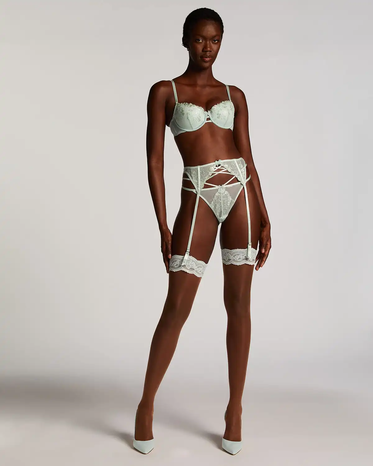 Green Stocking 15 Denier Fancy Lace Top